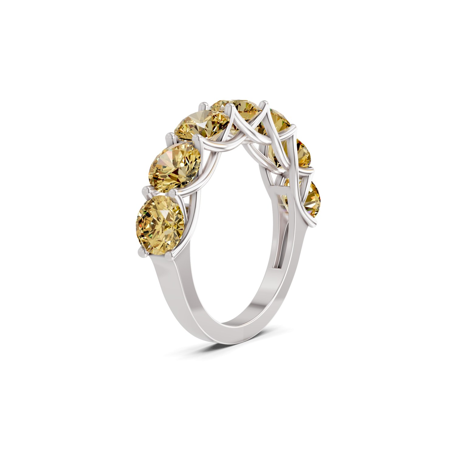 Valentina Round Lemon Yellow Lab Diamond Anniversary Band left view