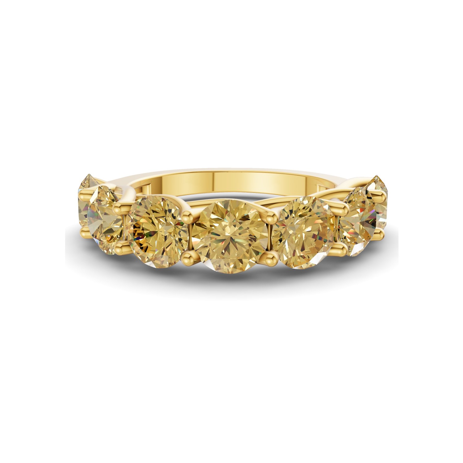 Valentina Round Lemon Yellow Lab Diamond Anniversary Band front view