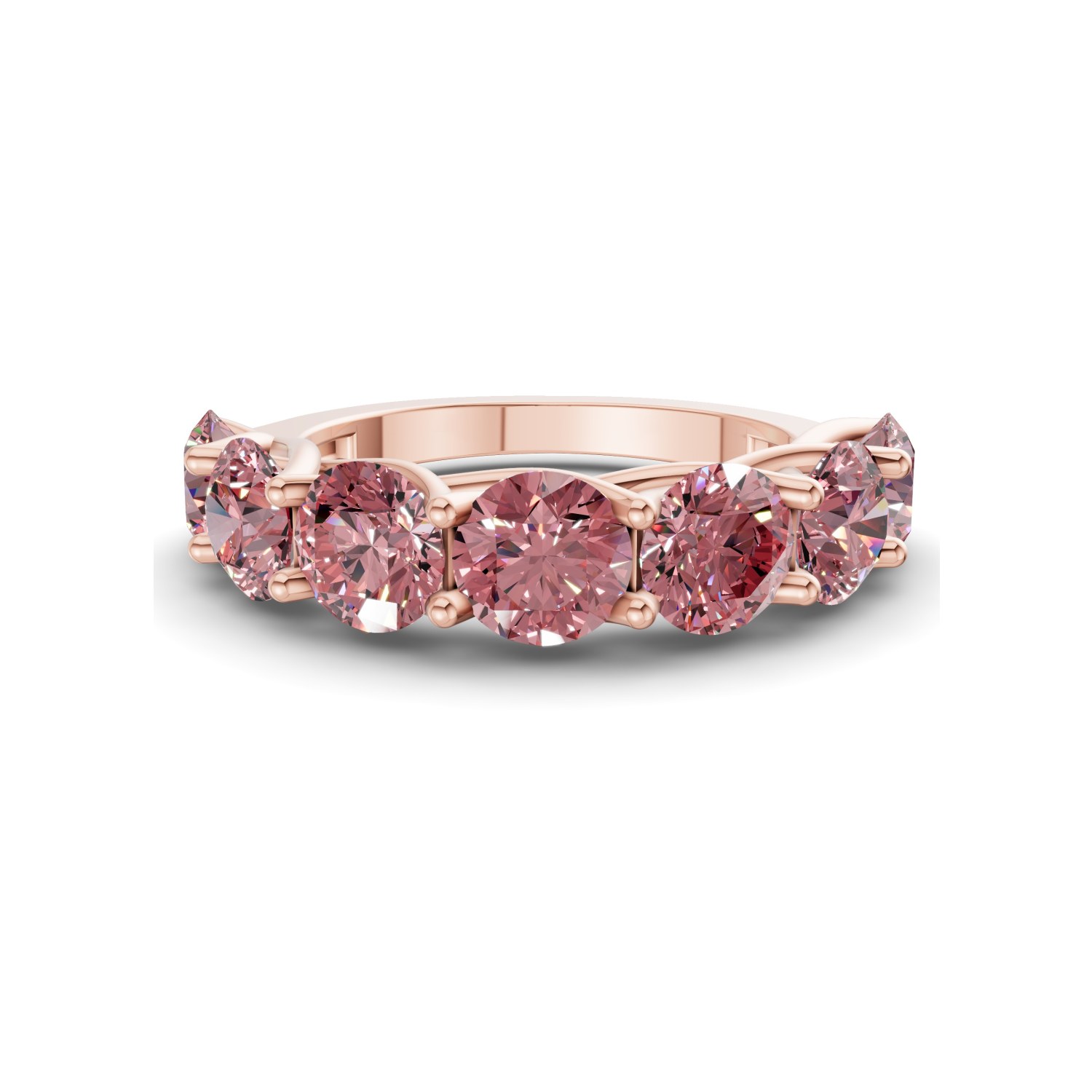 Valentina Round Vivid Pink Lab Diamond Anniversary Band front view