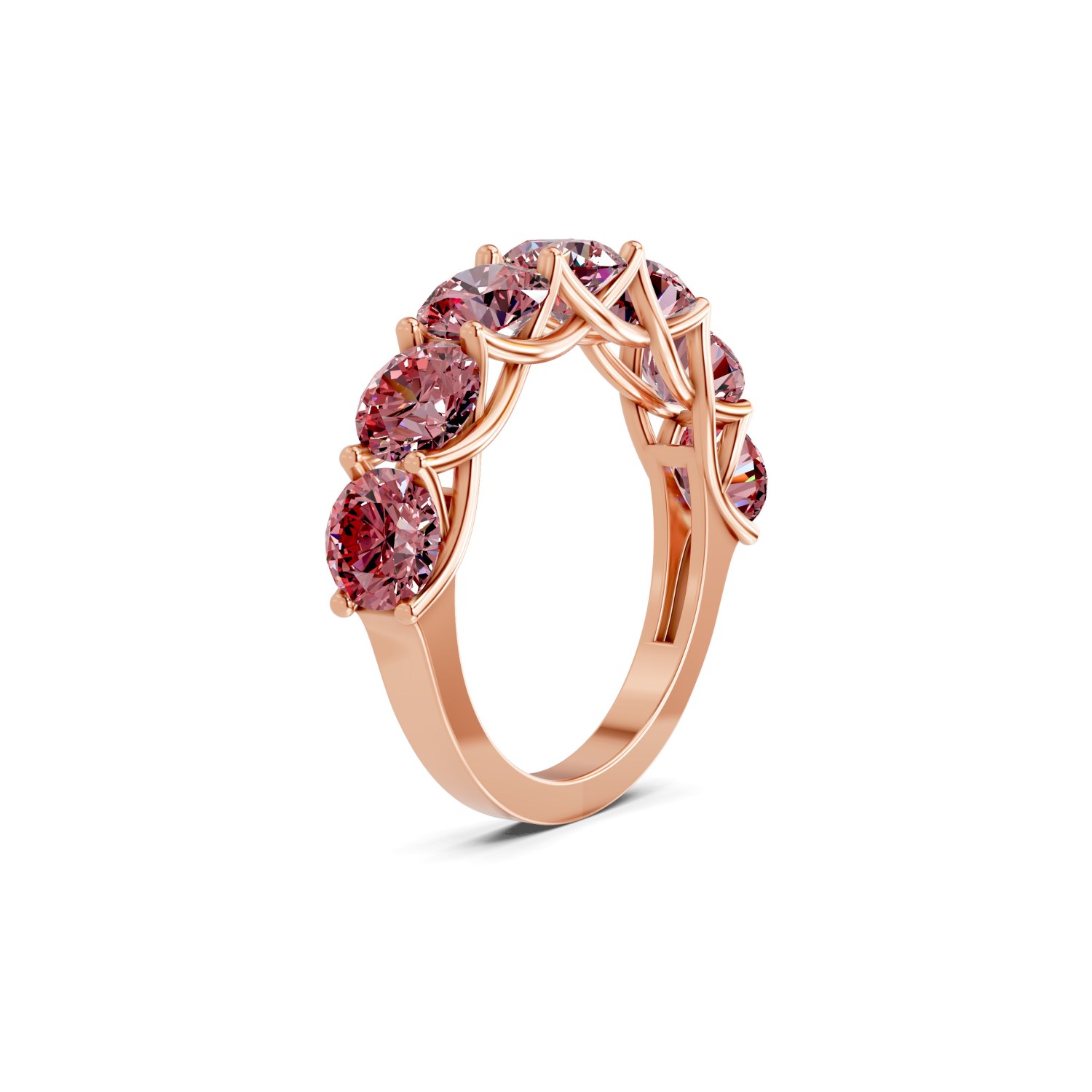 Valentina Round Vivid Pink Lab Diamond Anniversary Band left view