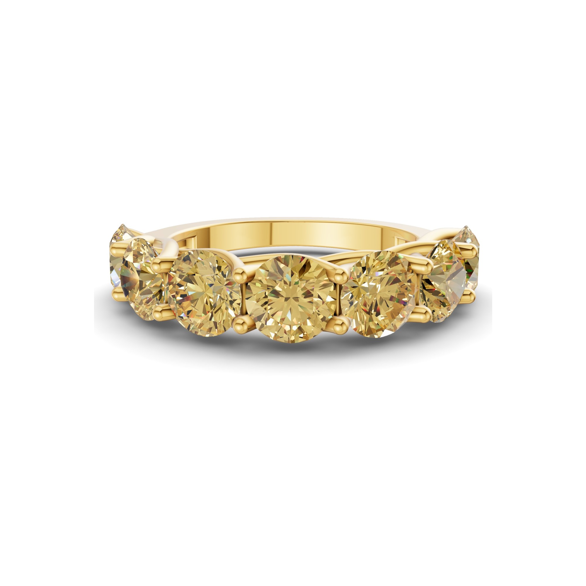 Leandra Round Lemon Yellow Lab Diamond Anniversary Band front view