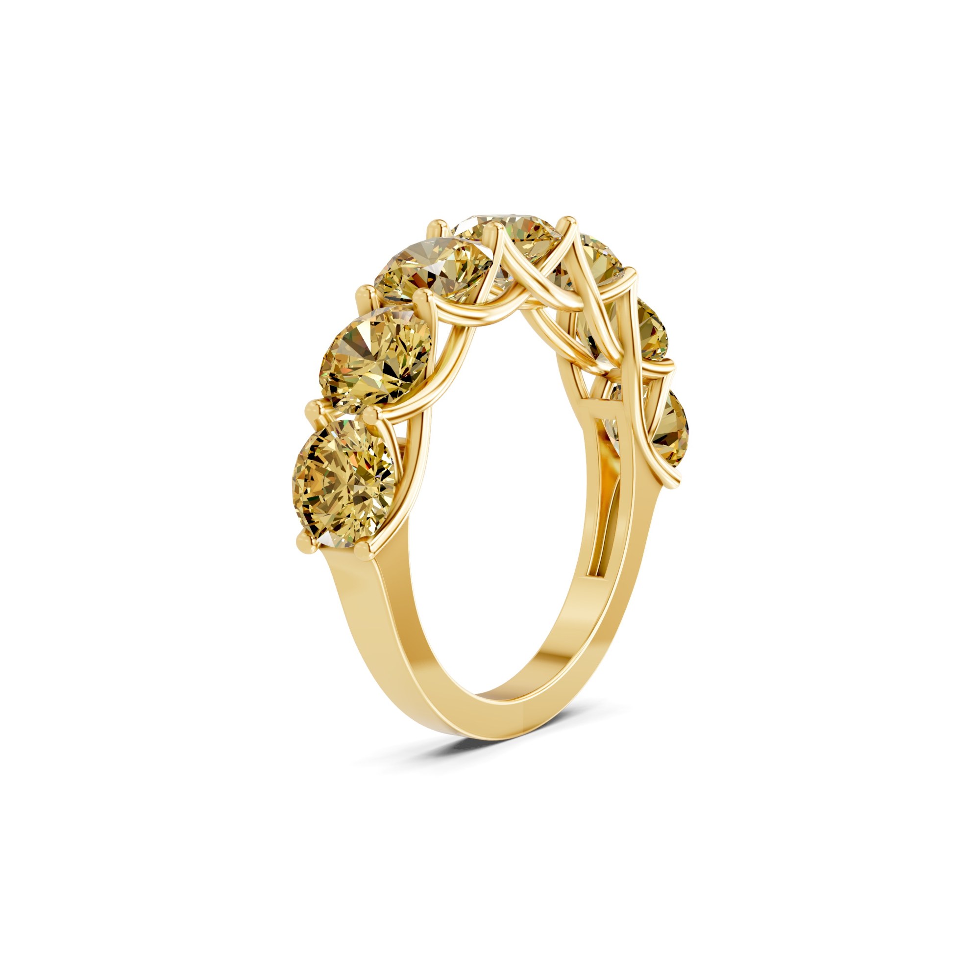 Leandra Round Lemon Yellow Lab Diamond Anniversary Band left view