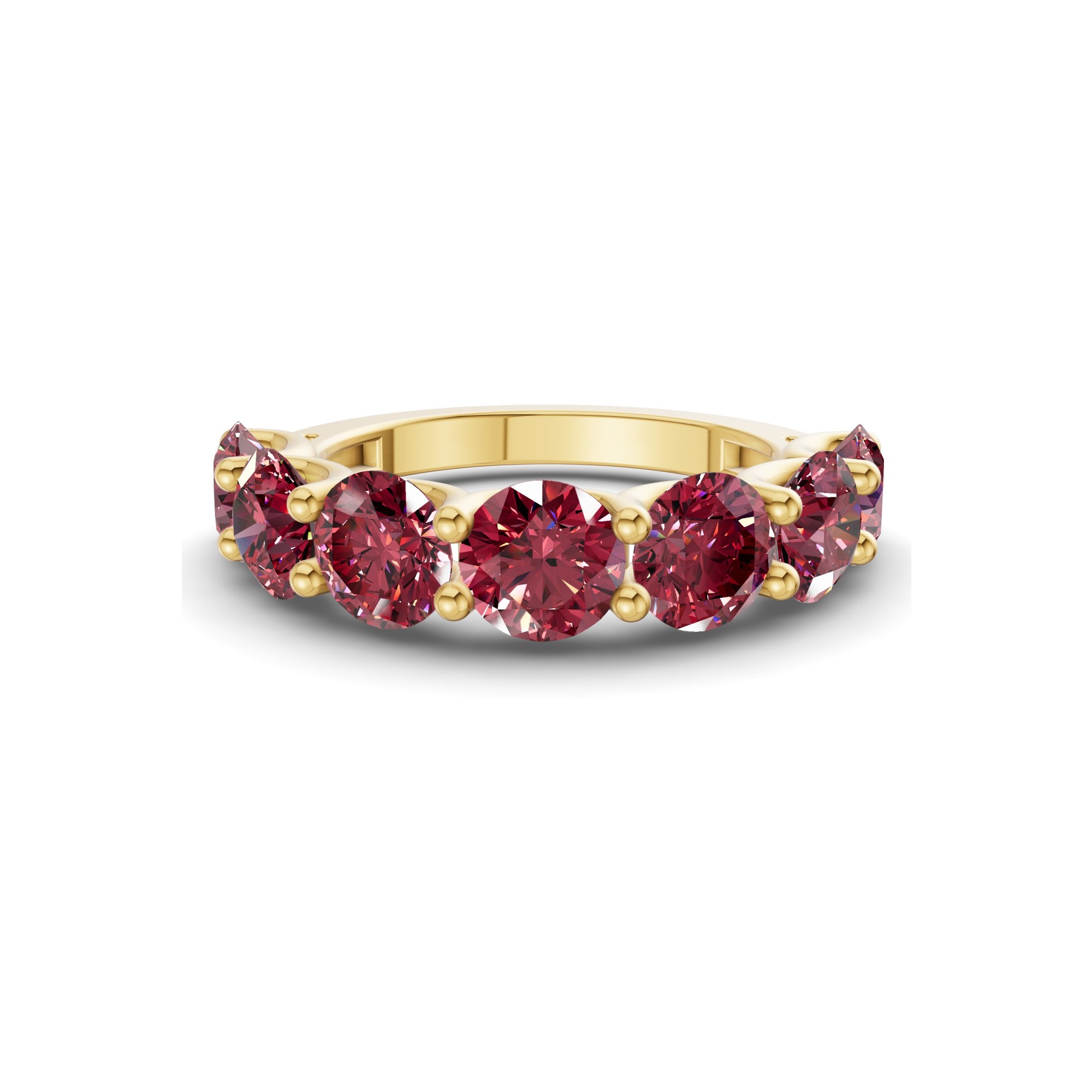 Raquel Round Cherry Cognac Lab Diamond Anniversary Band front view