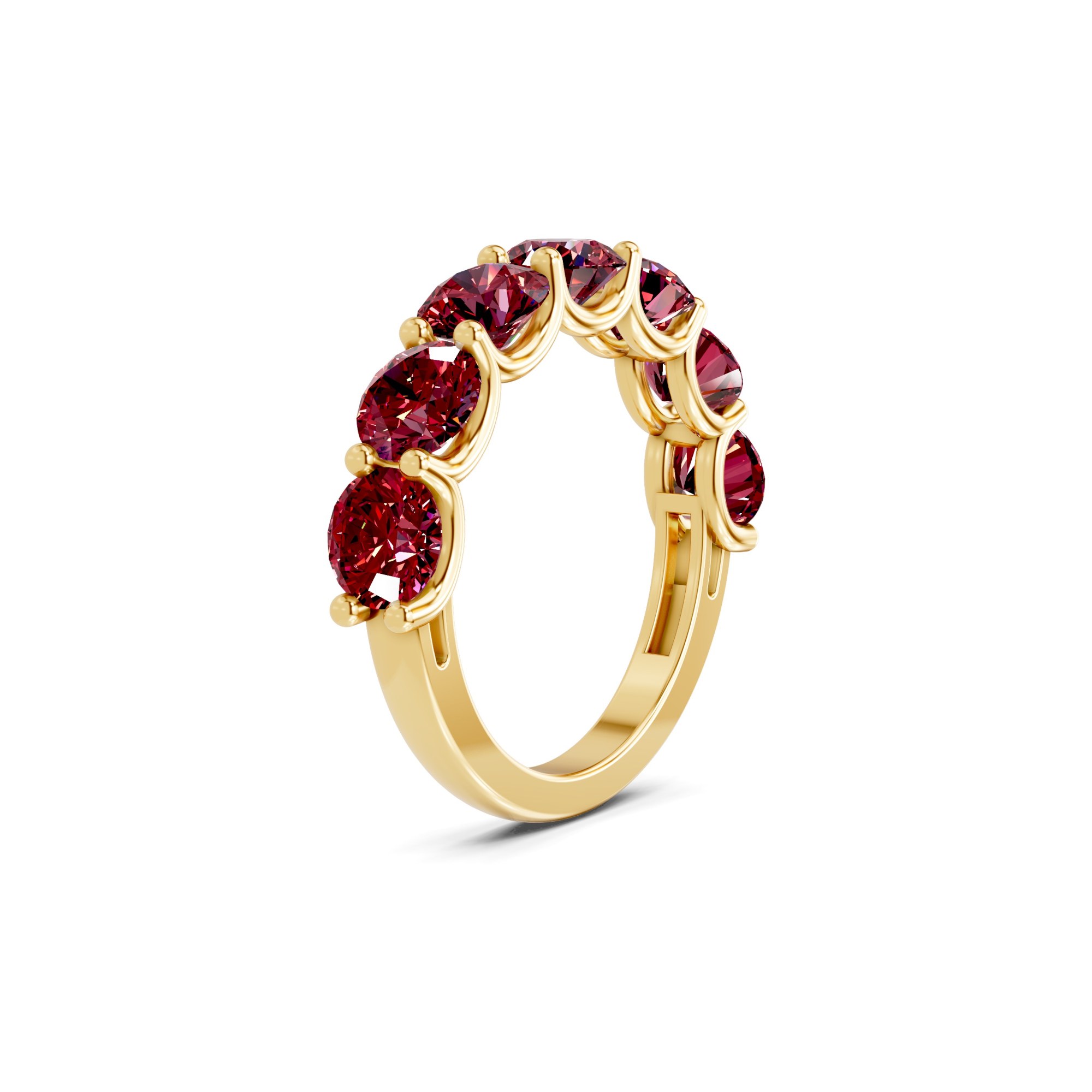 Raquel Round Cherry Cognac Lab Diamond Anniversary Band left view