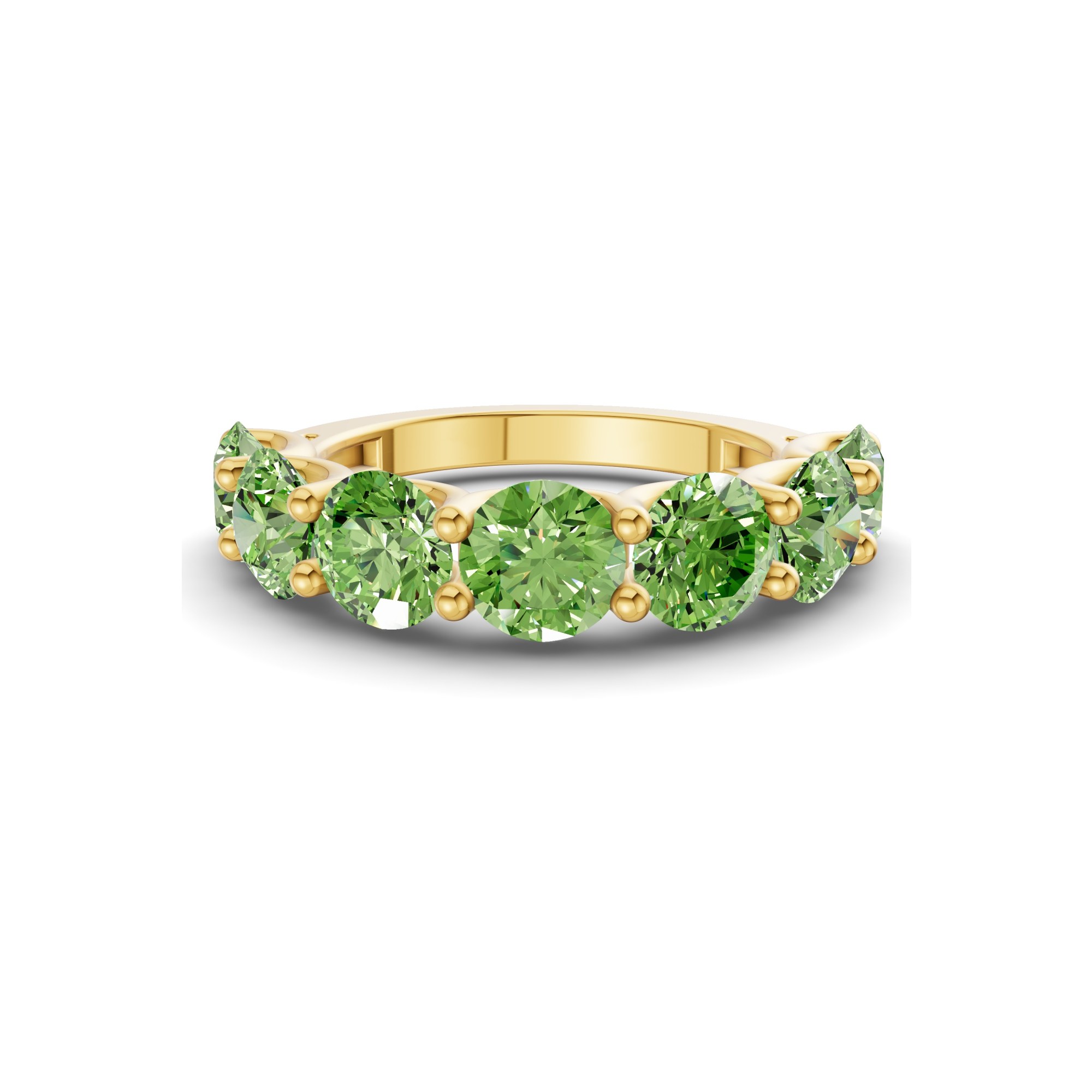 Raquel Round Ocean Green Lab Diamond Anniversary Band front view