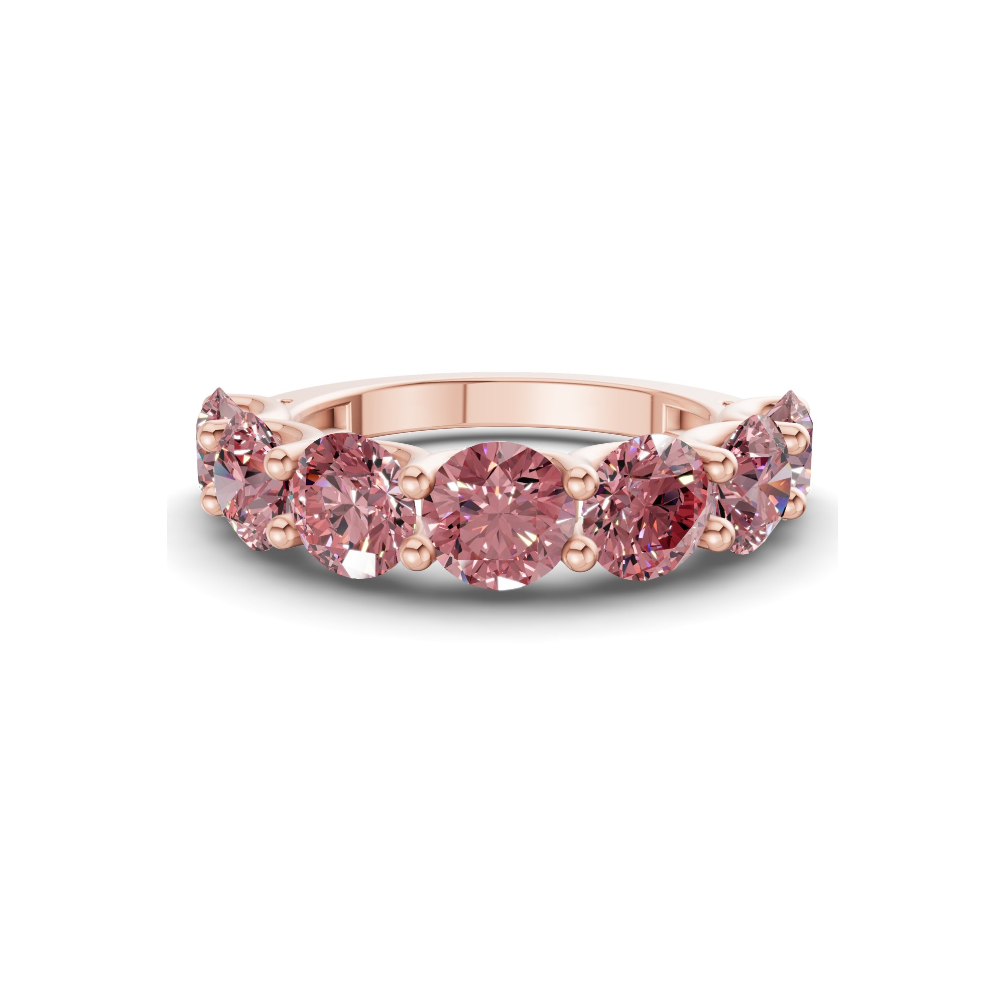 Raquel Round Vivid Pink Lab Diamond Anniversary Band front view