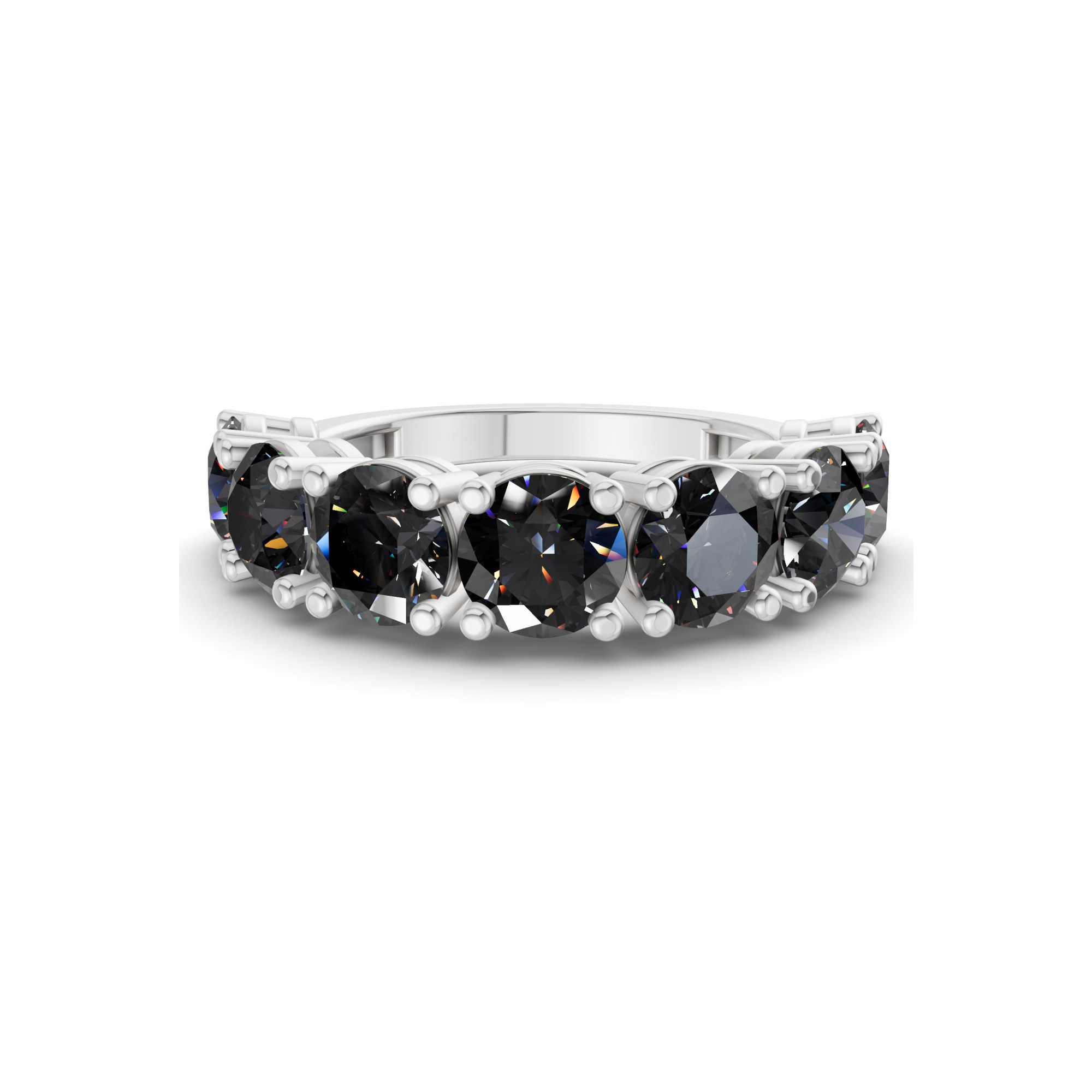 Adela Round Black Lab Diamond Anniversary Band front view