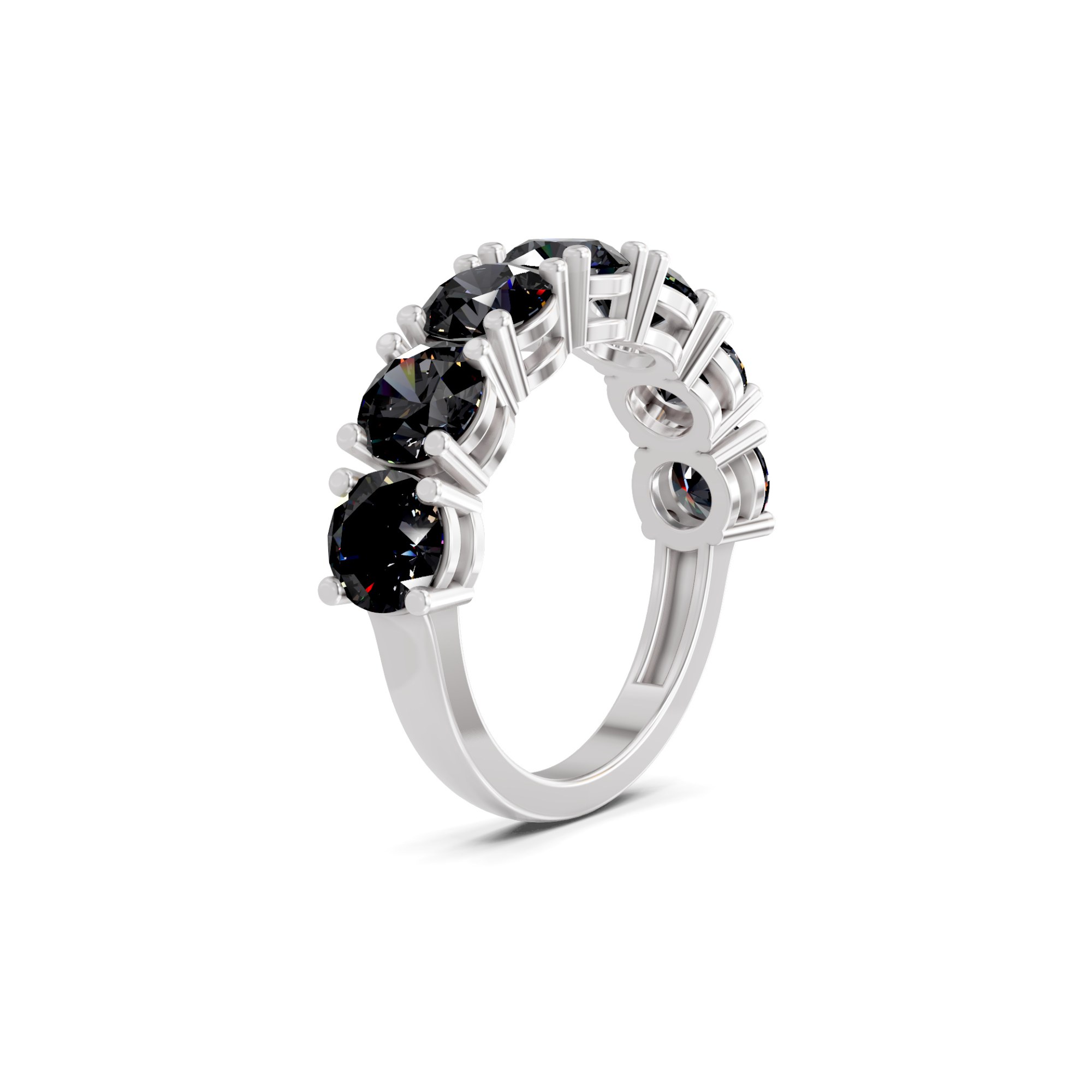 Adela Round Black Lab Diamond Anniversary Band left view