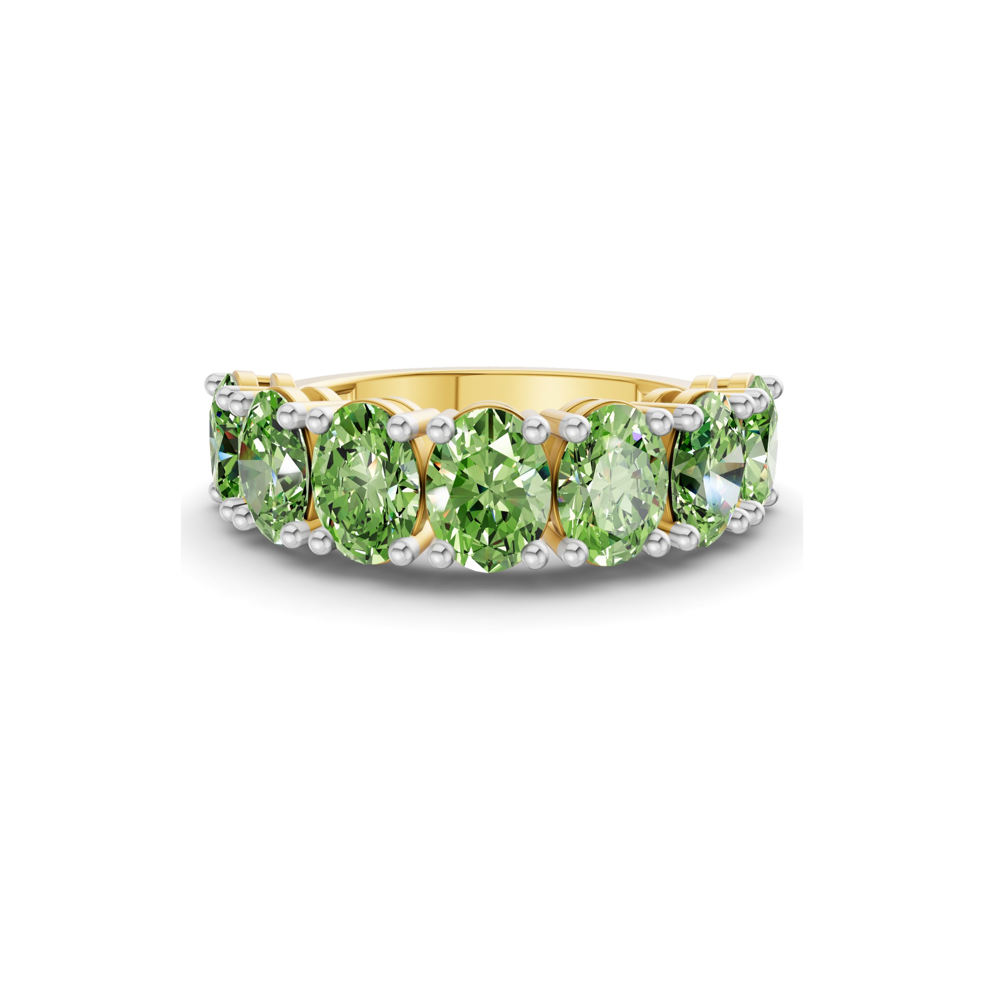 Blanca Oval Ocean Green Lab Diamond Anniversary Band front view