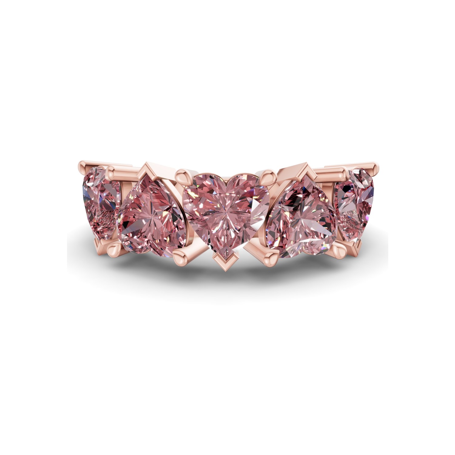 Octavia Heart Vivid Pink Lab Diamond Anniversary Band front view