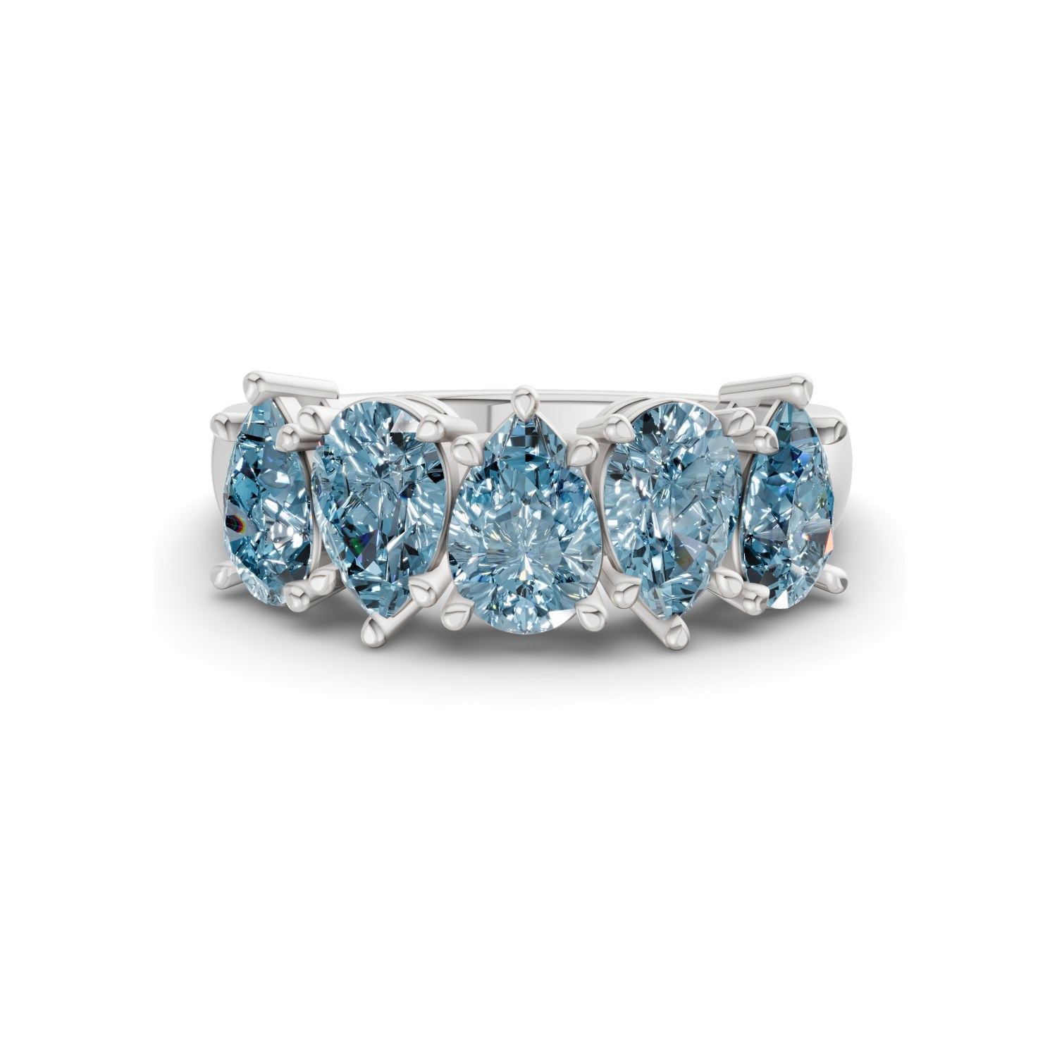 Blakely Pear Ice Blue Lab Diamond Anniversary Band front view