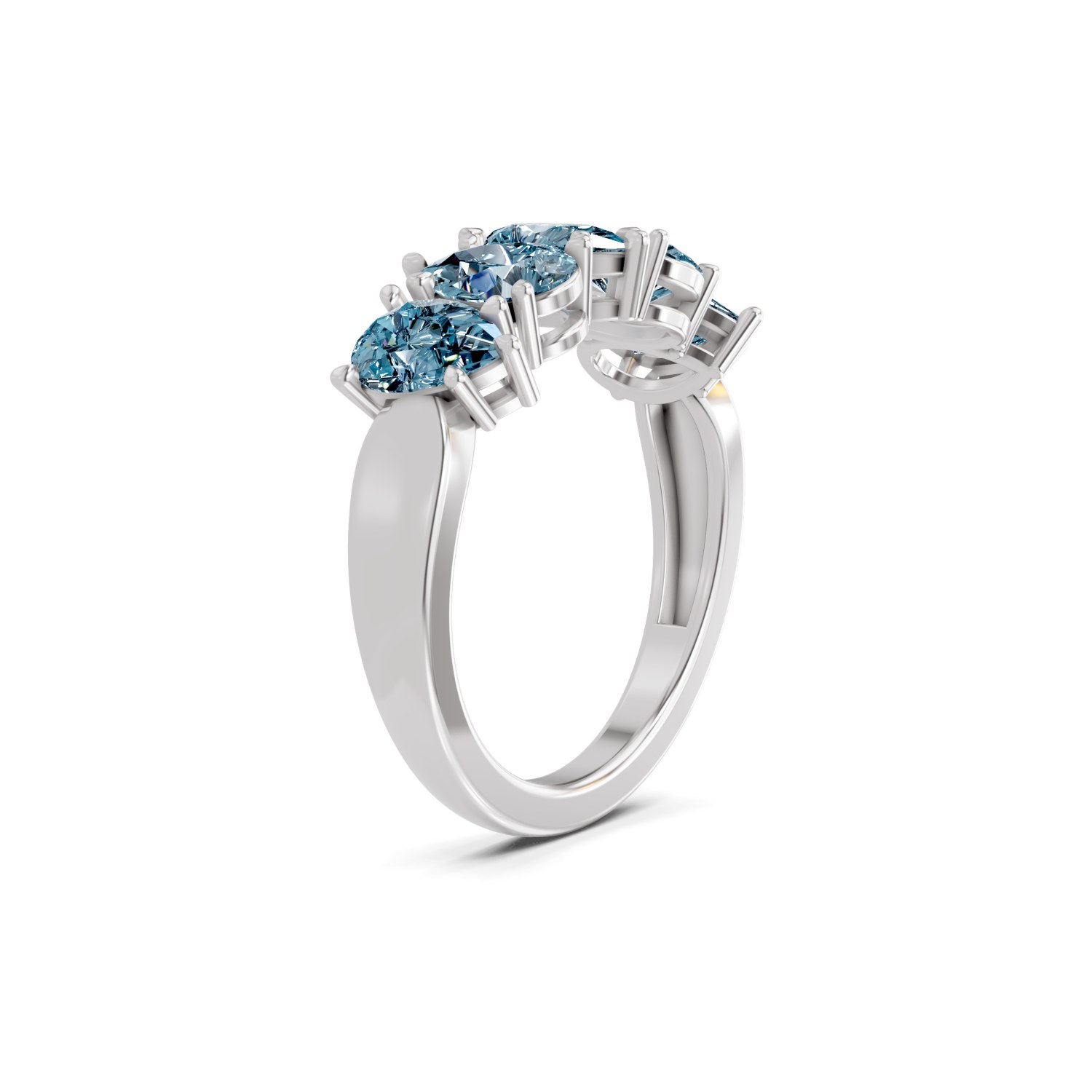 Blakely Pear Ice Blue Lab Diamond Anniversary Band left view
