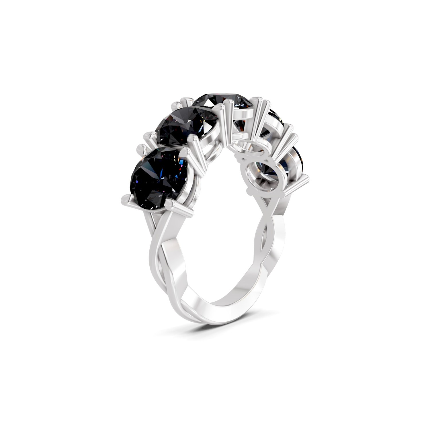 Noella Round Black Lab Diamond Anniversary Band left view
