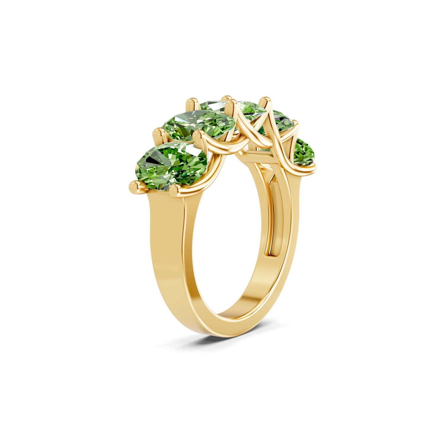 Fairleigh Oval Ocean Green Lab Diamond Anniversary Band left view