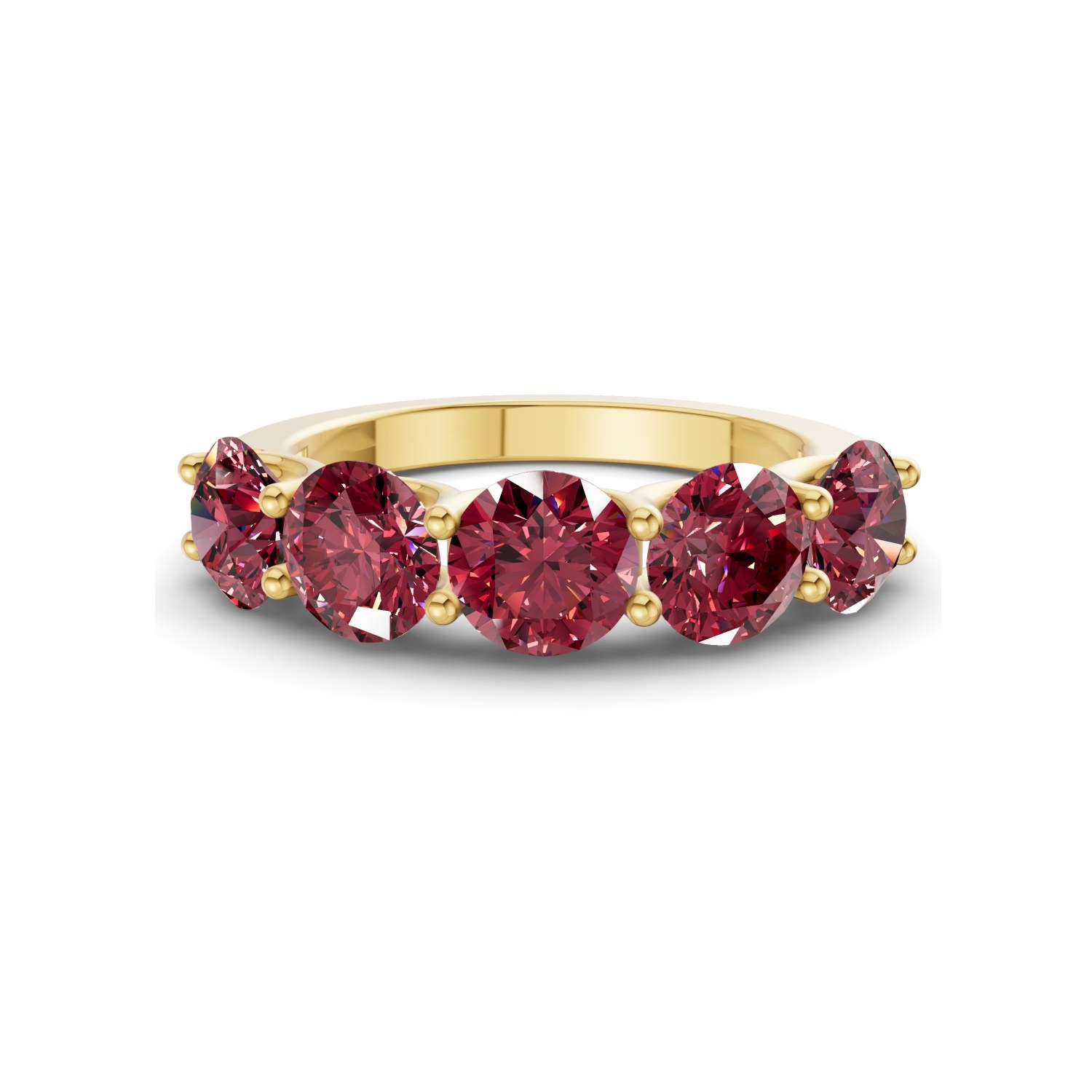 Camille Round Cherry Cognac Lab Diamond Anniversary Band front view