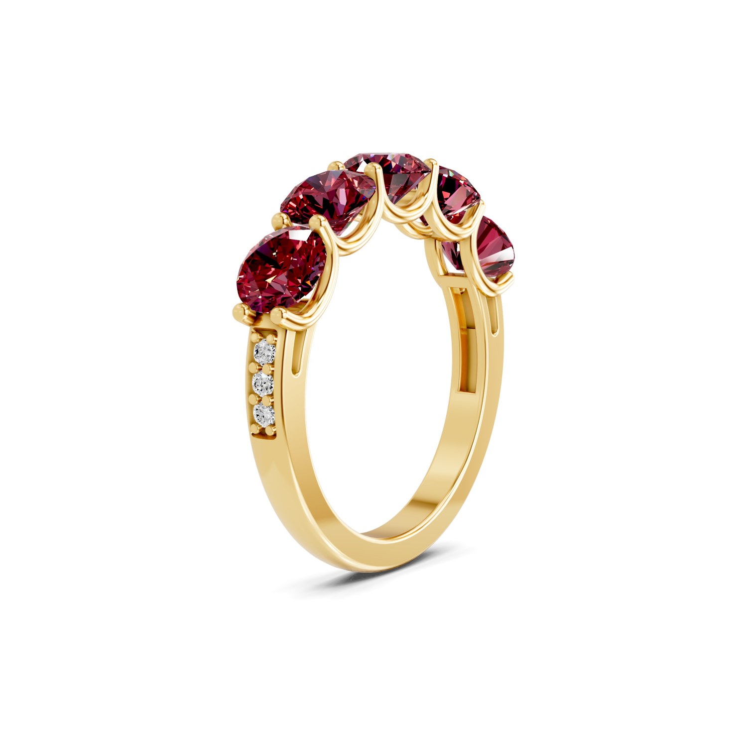 Camille Round Cherry Cognac Lab Diamond Anniversary Band left view