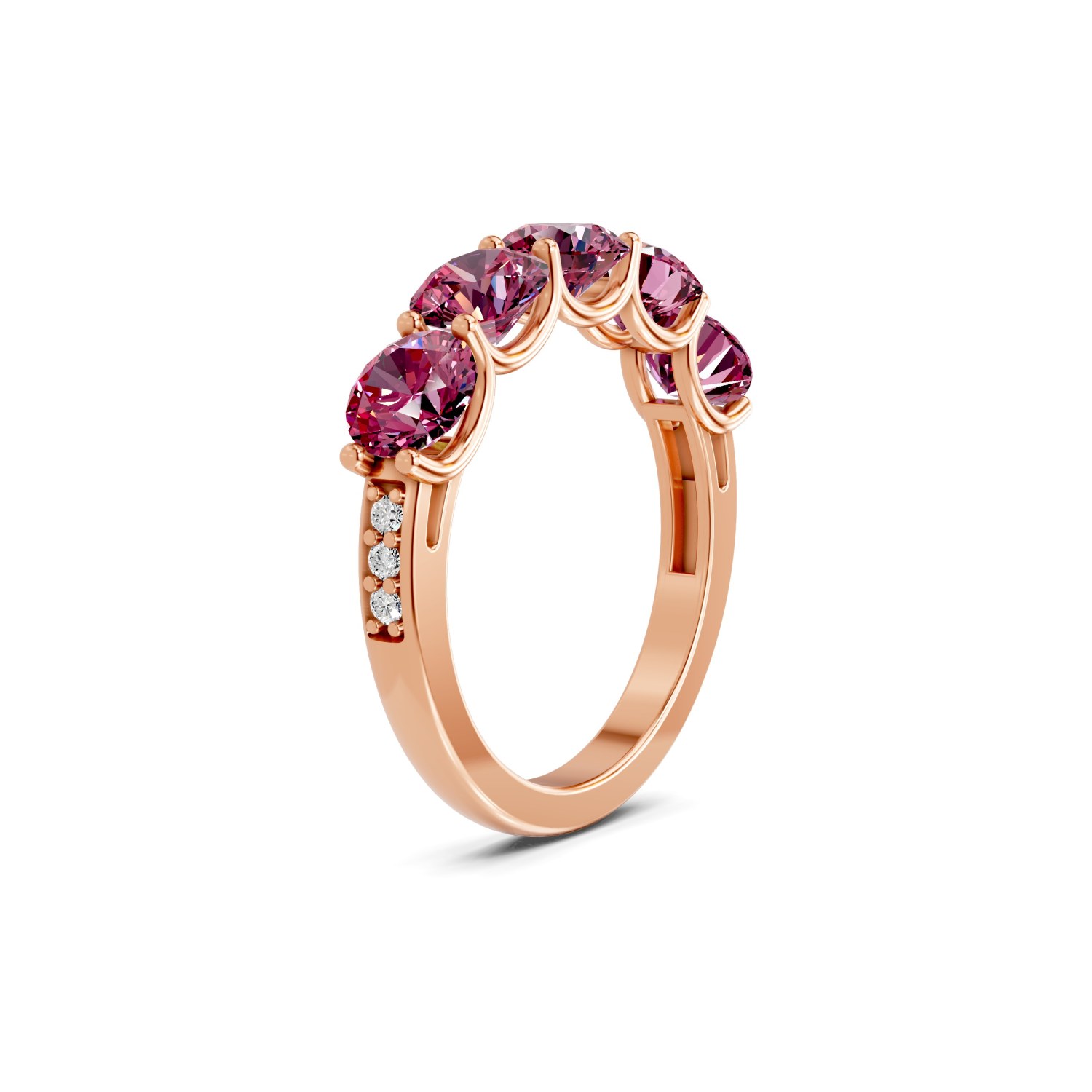 Camille Round Purple Lab Diamond Anniversary Band left view