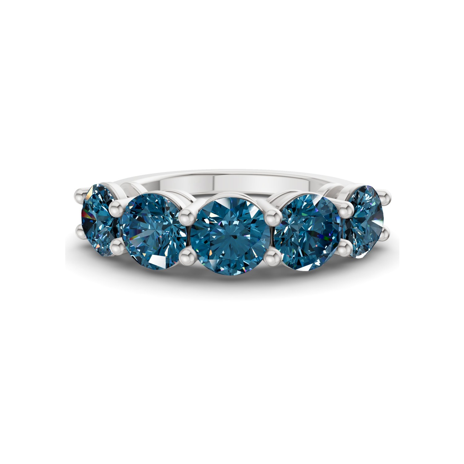 Elowyn Round Royal Blue Lab Diamond Anniversary Band front view
