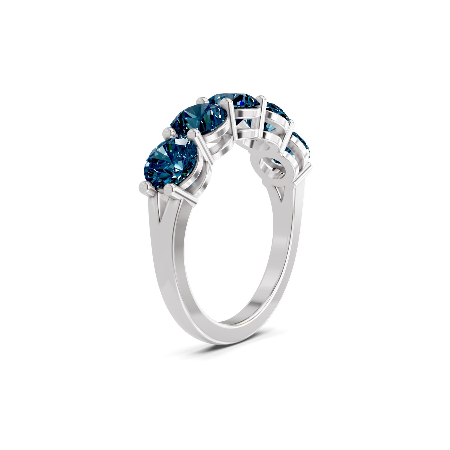 Elowyn Round Royal Blue Lab Diamond Anniversary Band left view