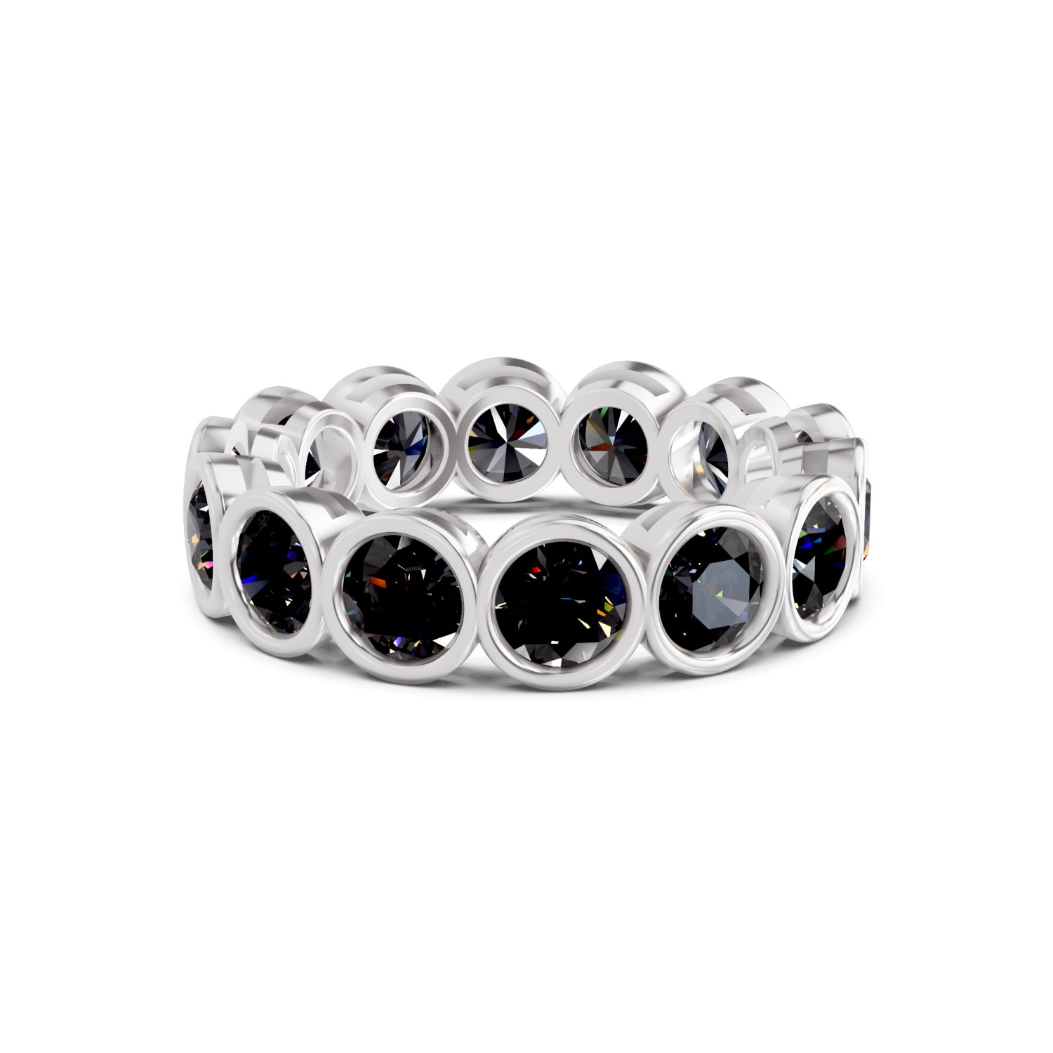 Dream Round Bezel Black Lab Diamond Eternity Ring front view