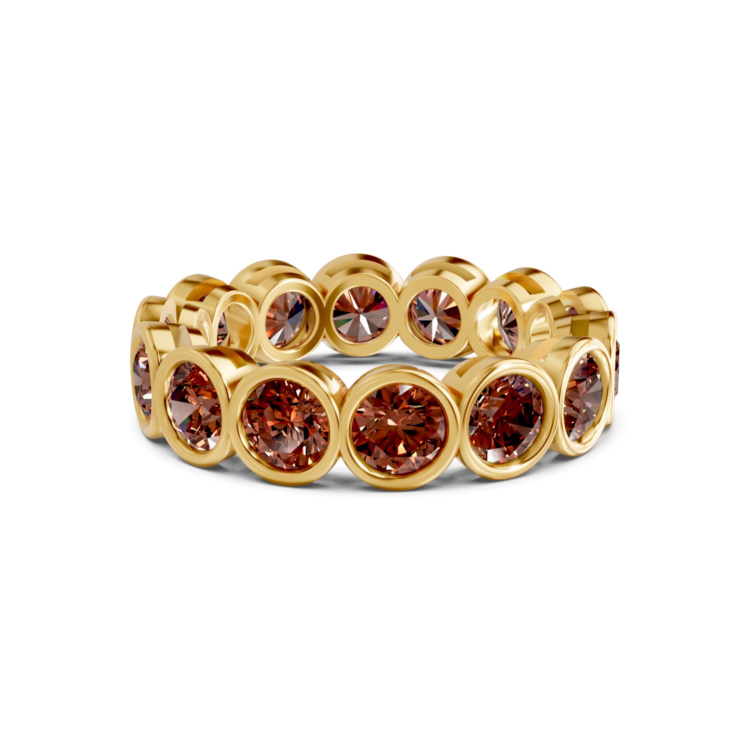 Dream Round Bezel Brown Lab Diamond Eternity Ring front view