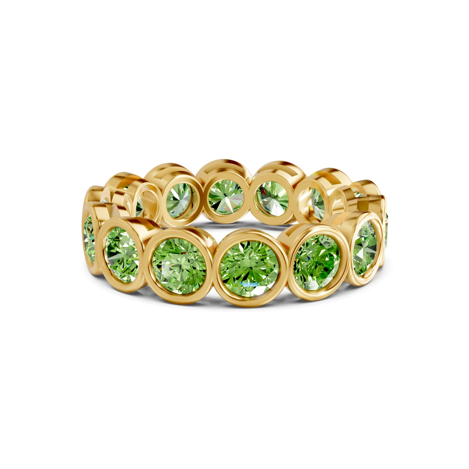 Dream Round Bezel Ocean Green Lab Diamond Eternity Ring front view