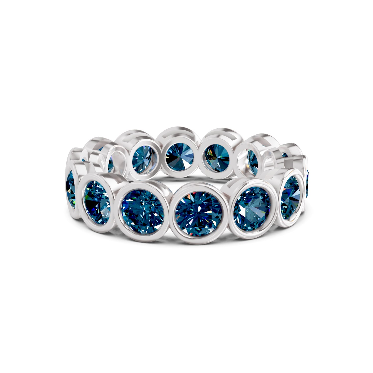 Dream Round Bezel Royal Blue Lab Diamond Eternity Ring front view