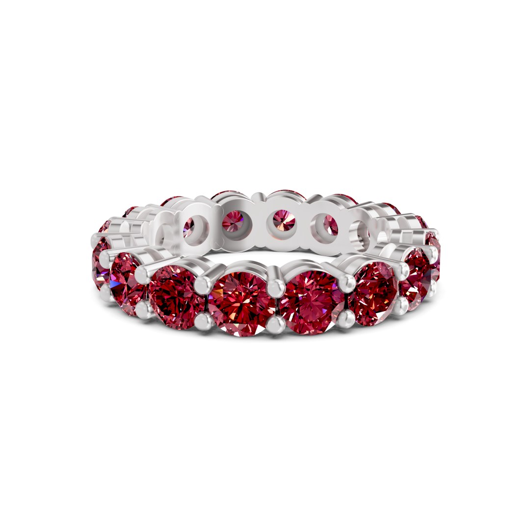 Elysia Round Cherry Cognac Lab Diamond Eternity Ring front view