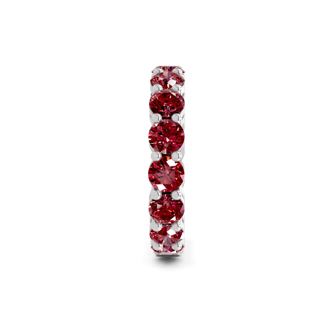 Elysia Round Cherry Cognac Lab Diamond Eternity Ring left view