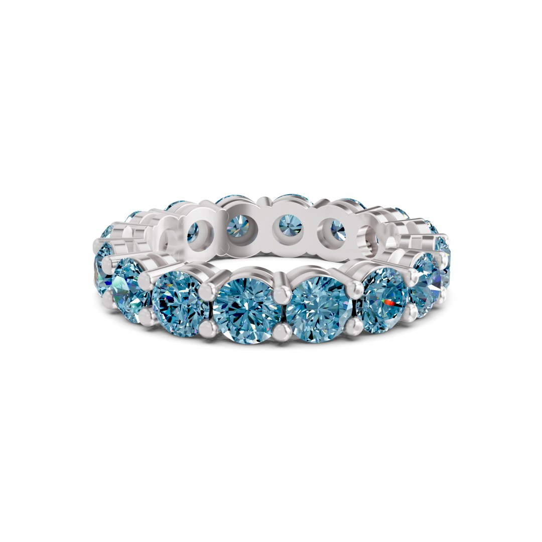 Elysia Round Ice Blue Lab Diamond Eternity Ring front view