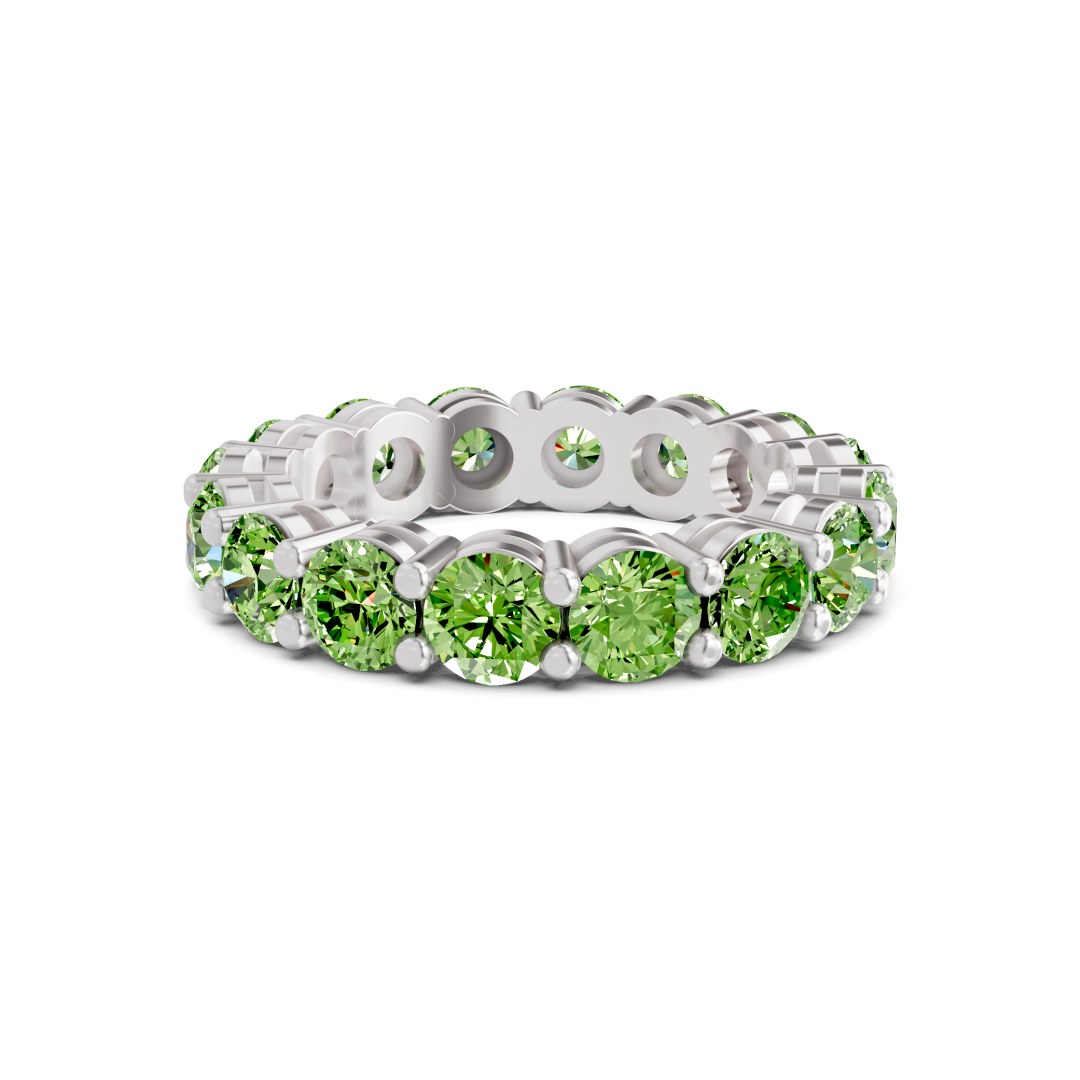 Elysia Round Ocean Green Lab Diamond Eternity Ring front view