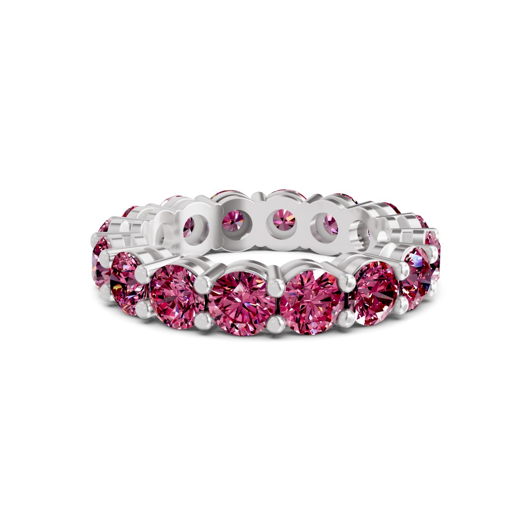 Elysia Round Purple Lab Diamond Eternity Ring front view