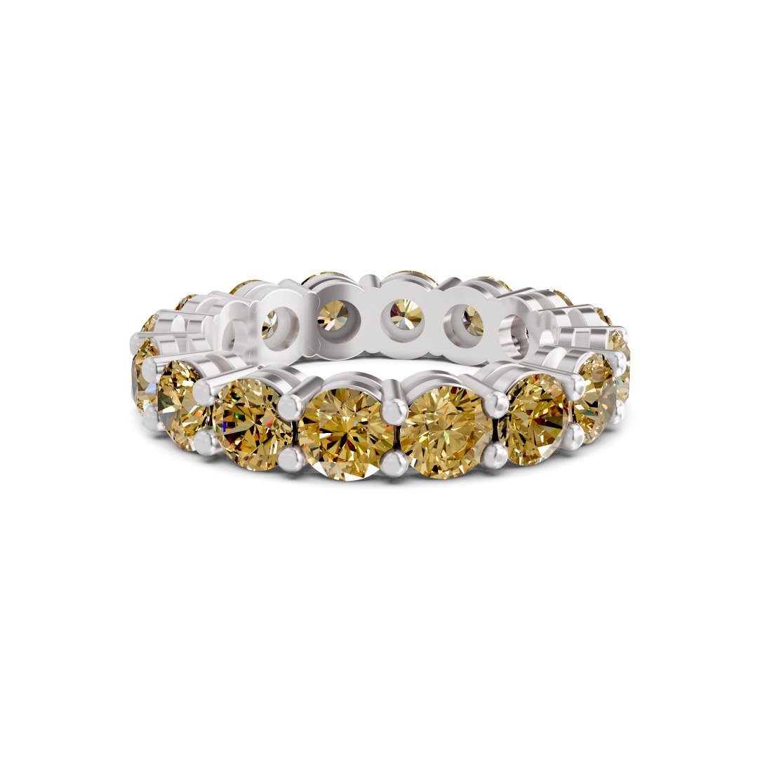 Elysia Round Lemon Yellow Lab Diamond Eternity Ring front view