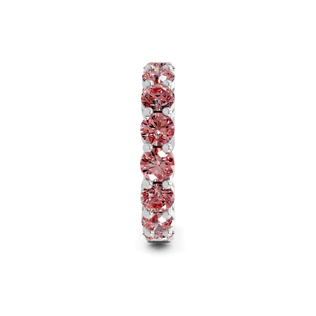 Elysia Round Vivid Pink Lab Diamond Eternity Ring left view