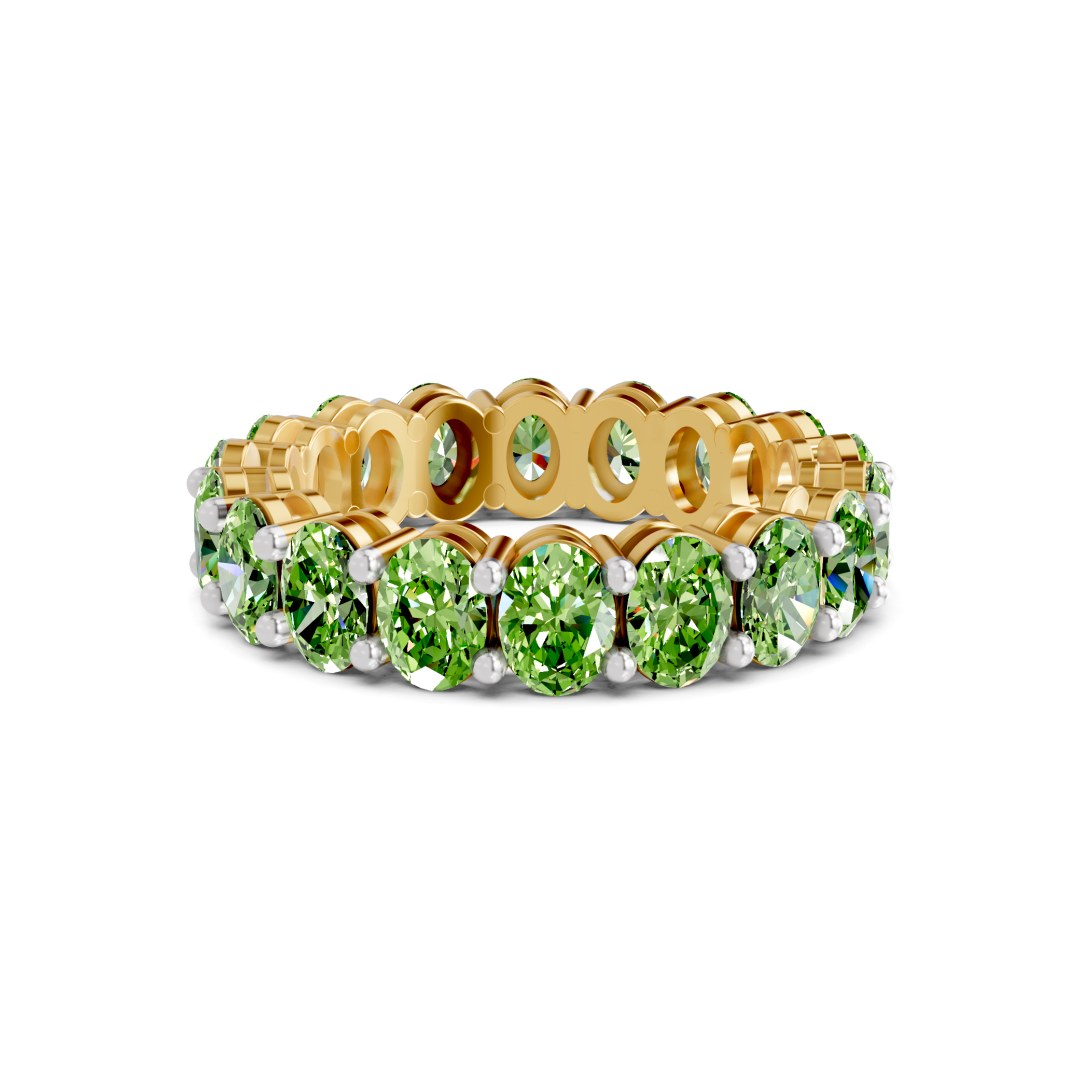 Camila Oval Ocean Green Lab Diamond Eternity Ring front view