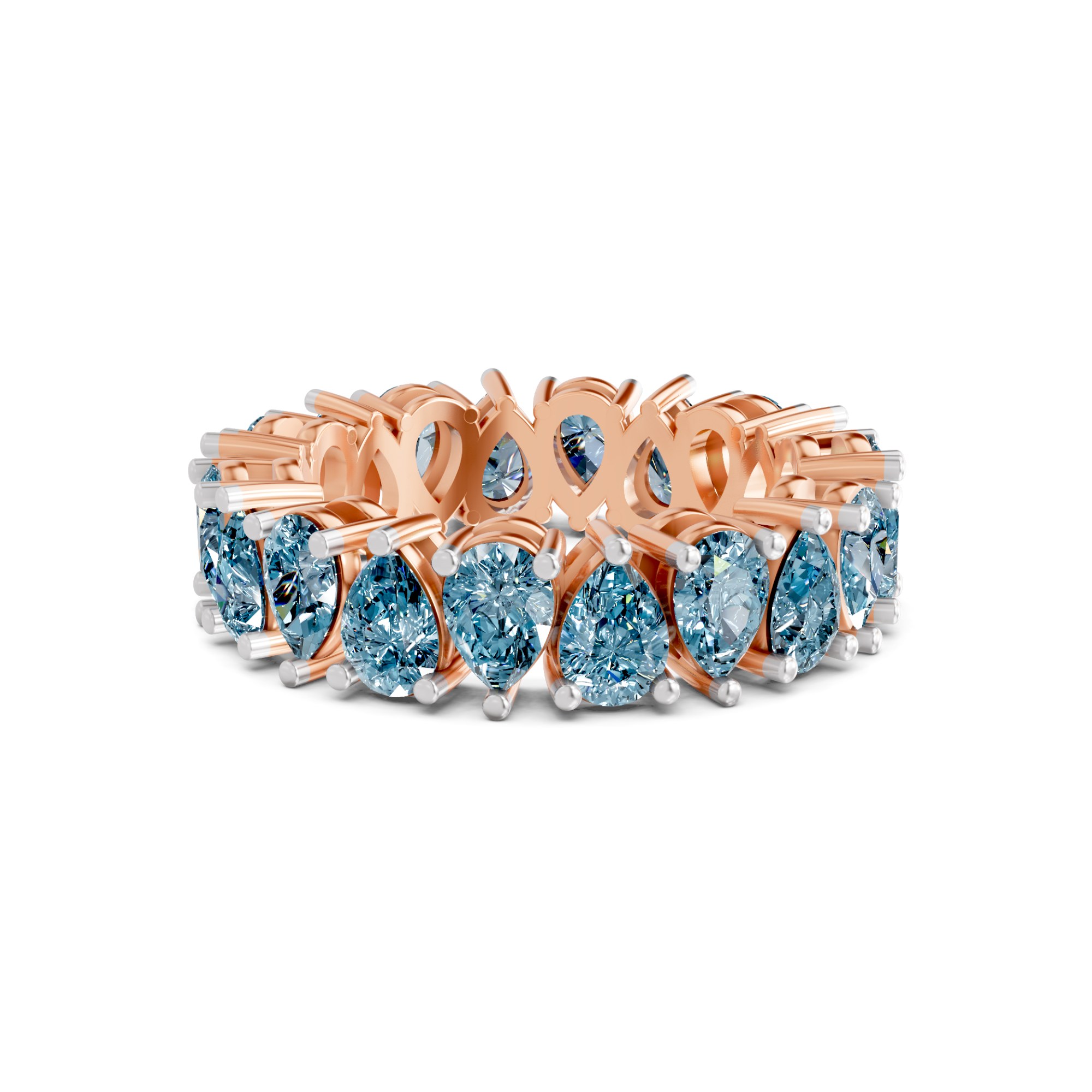 Fable Pear Ice Blue Lab Diamond Eternity Ring front view