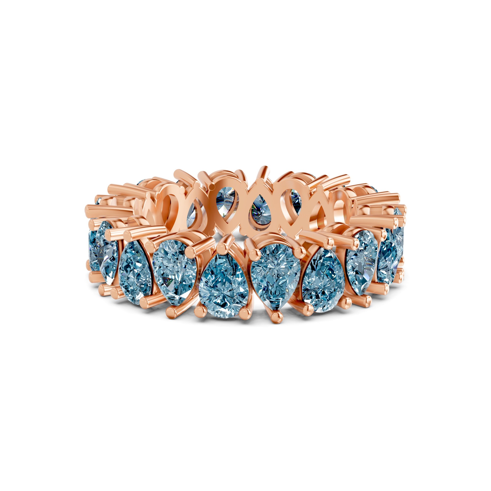 Fable Pear Ice Blue Lab Diamond Eternity Ring front view