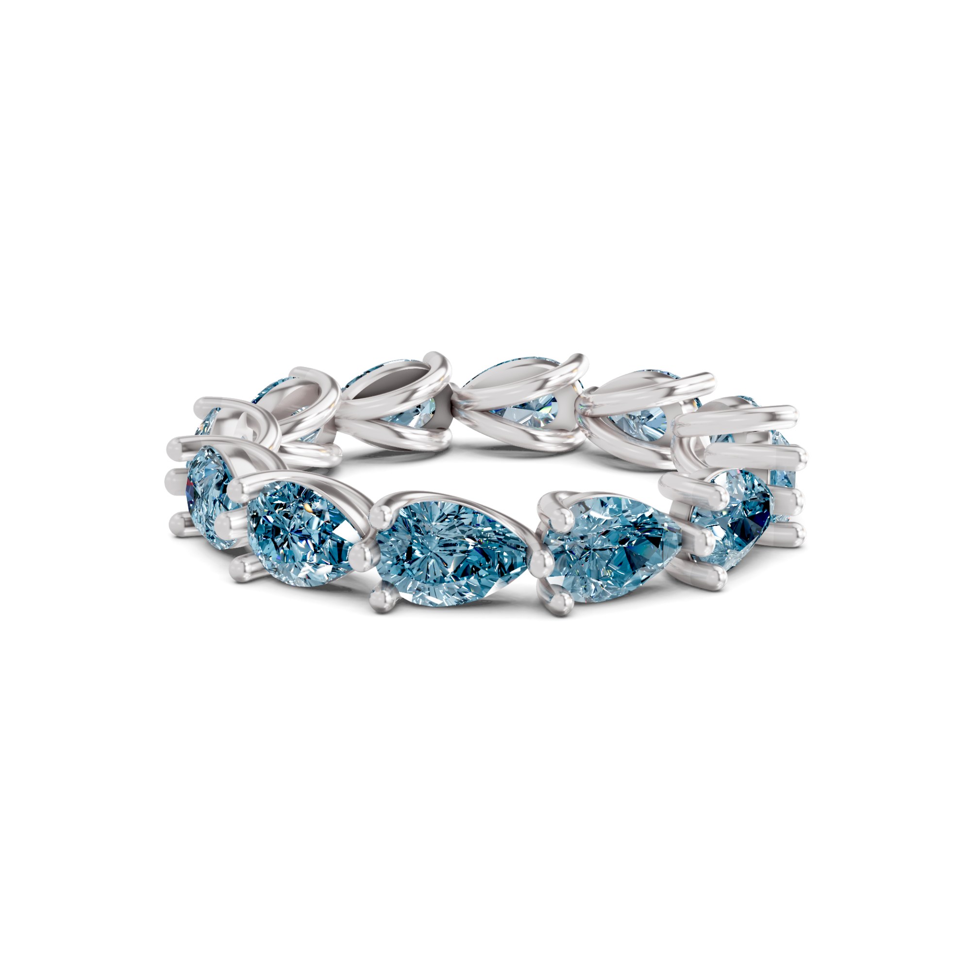 Lily Pear Ice Blue Lab Diamond Eternity Ring front view