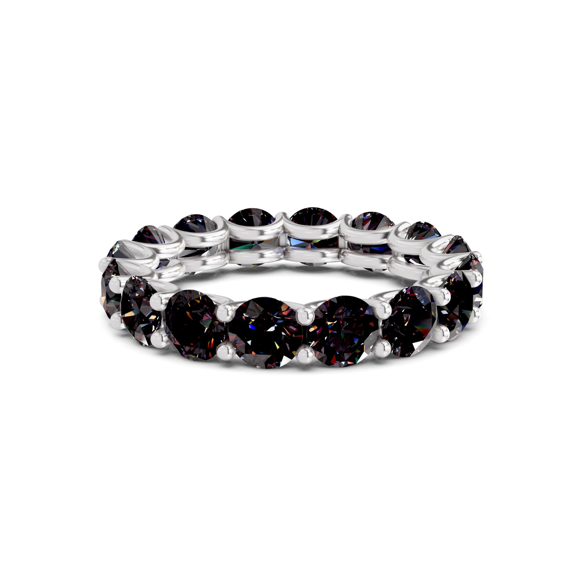 Neveah Round Black Lab Diamond Eternity Ring front view