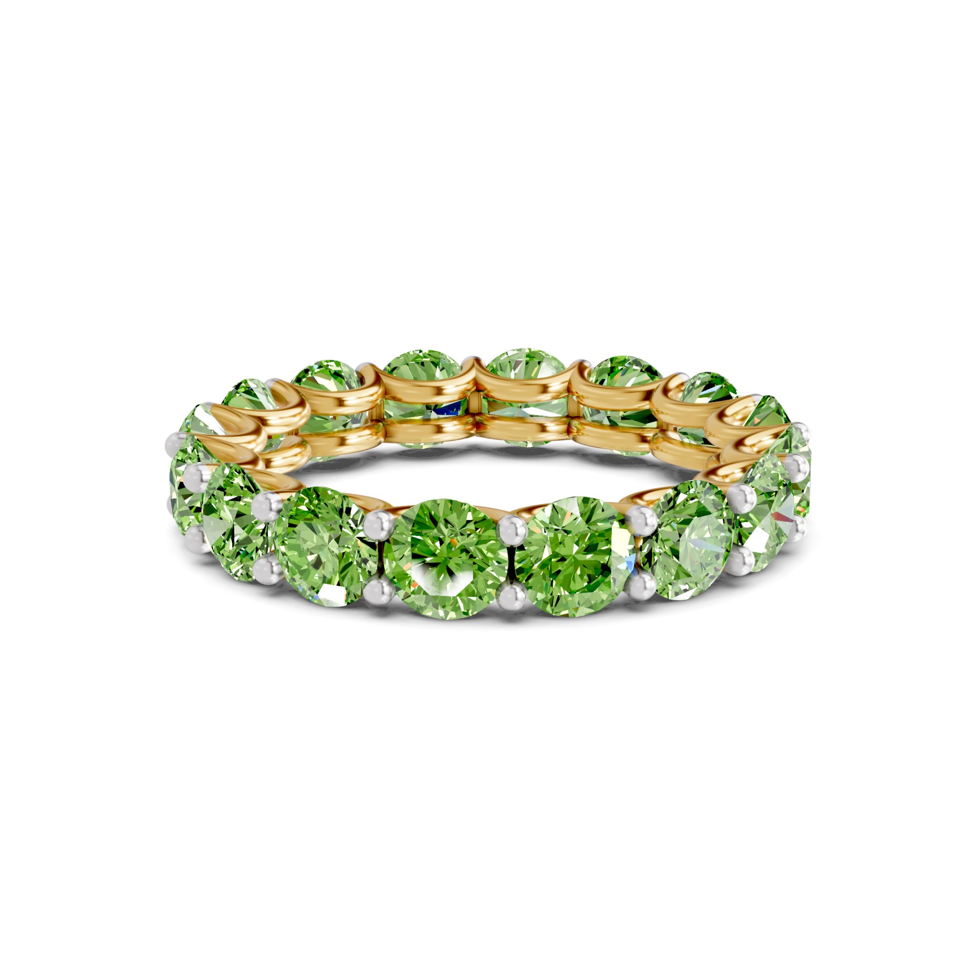 Neveah Round Ocean Green Lab Diamond Eternity Ring front view