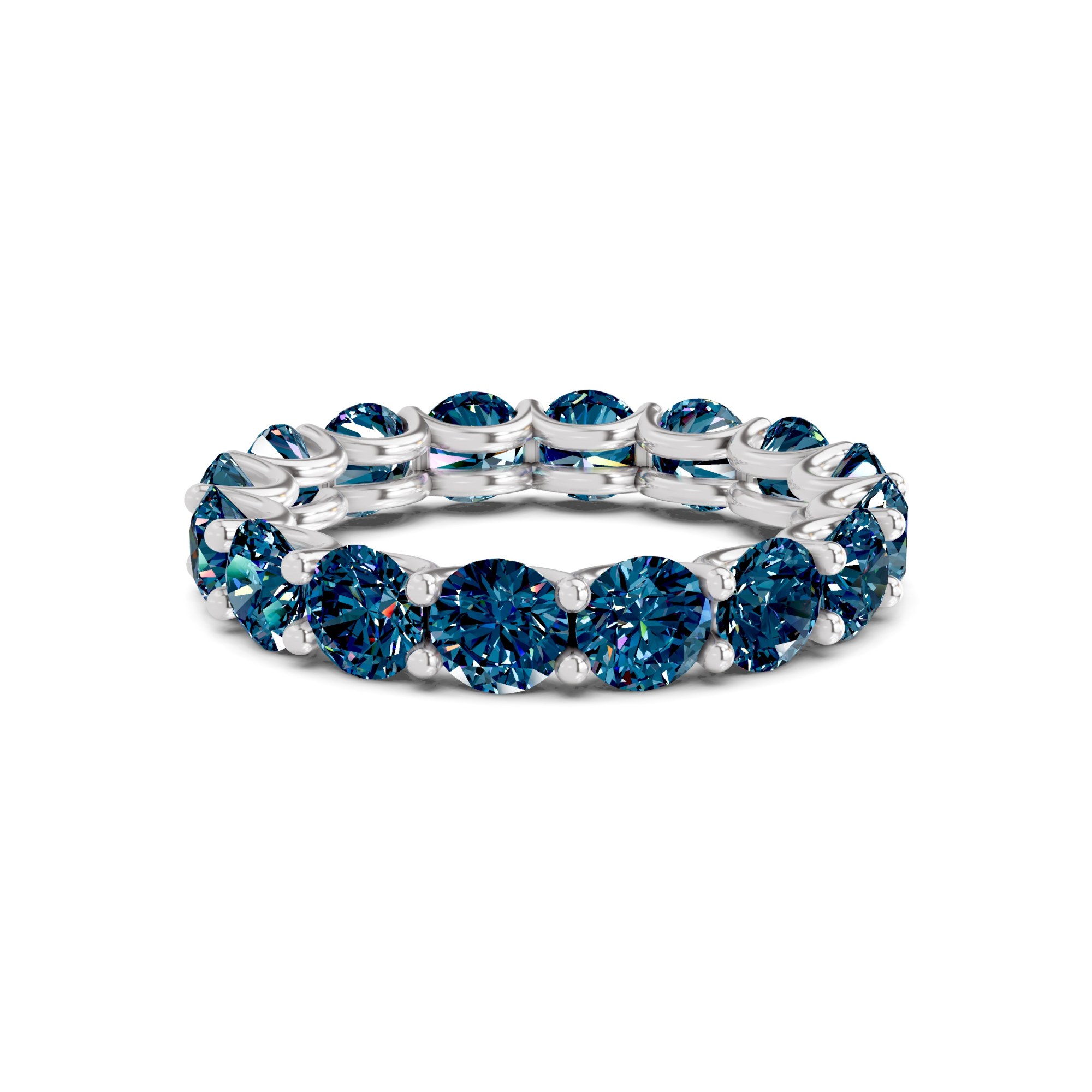 Neveah Round Royal Blue Lab Diamond Eternity Ring front view