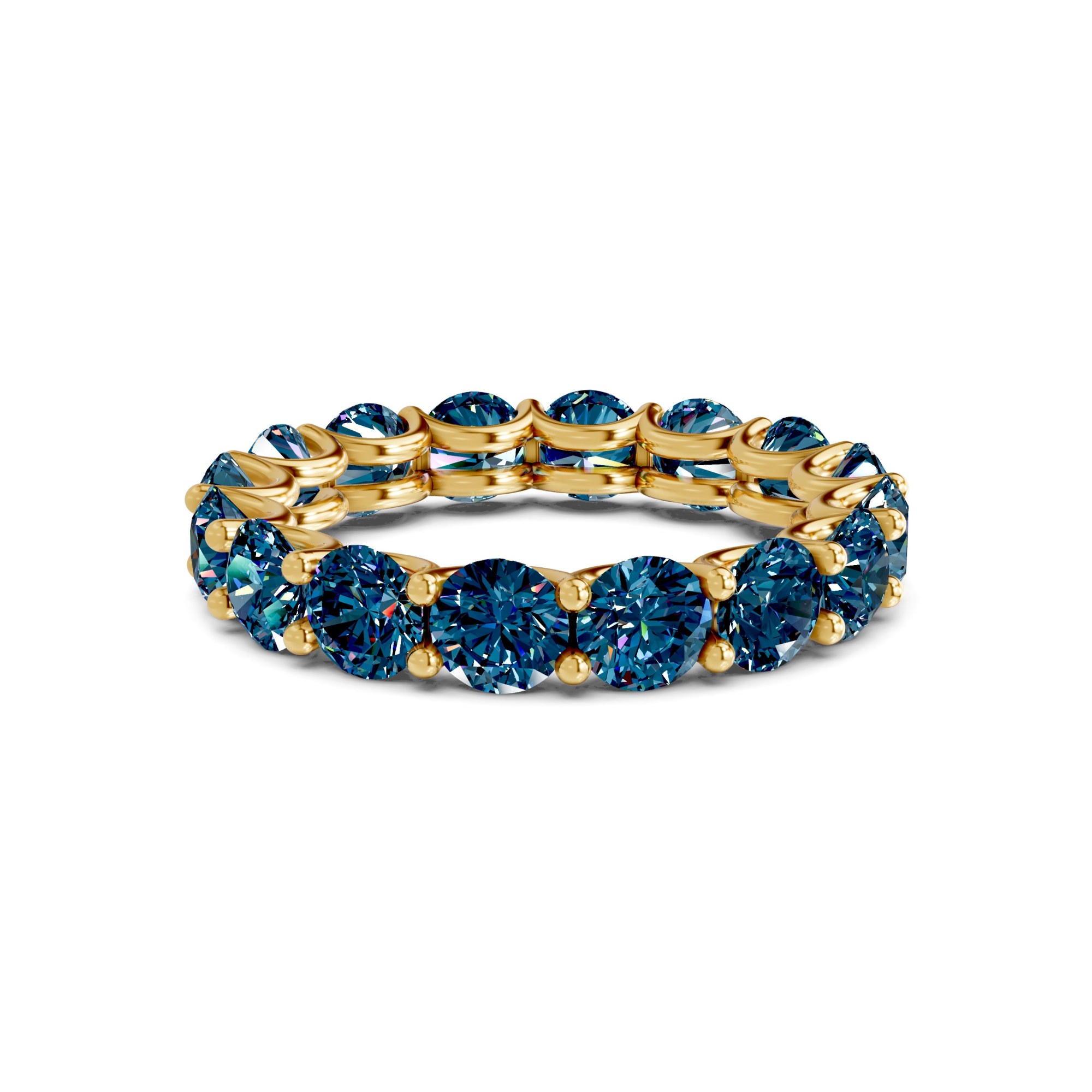 Neveah Round Royal Blue Lab Diamond Eternity Ring front view