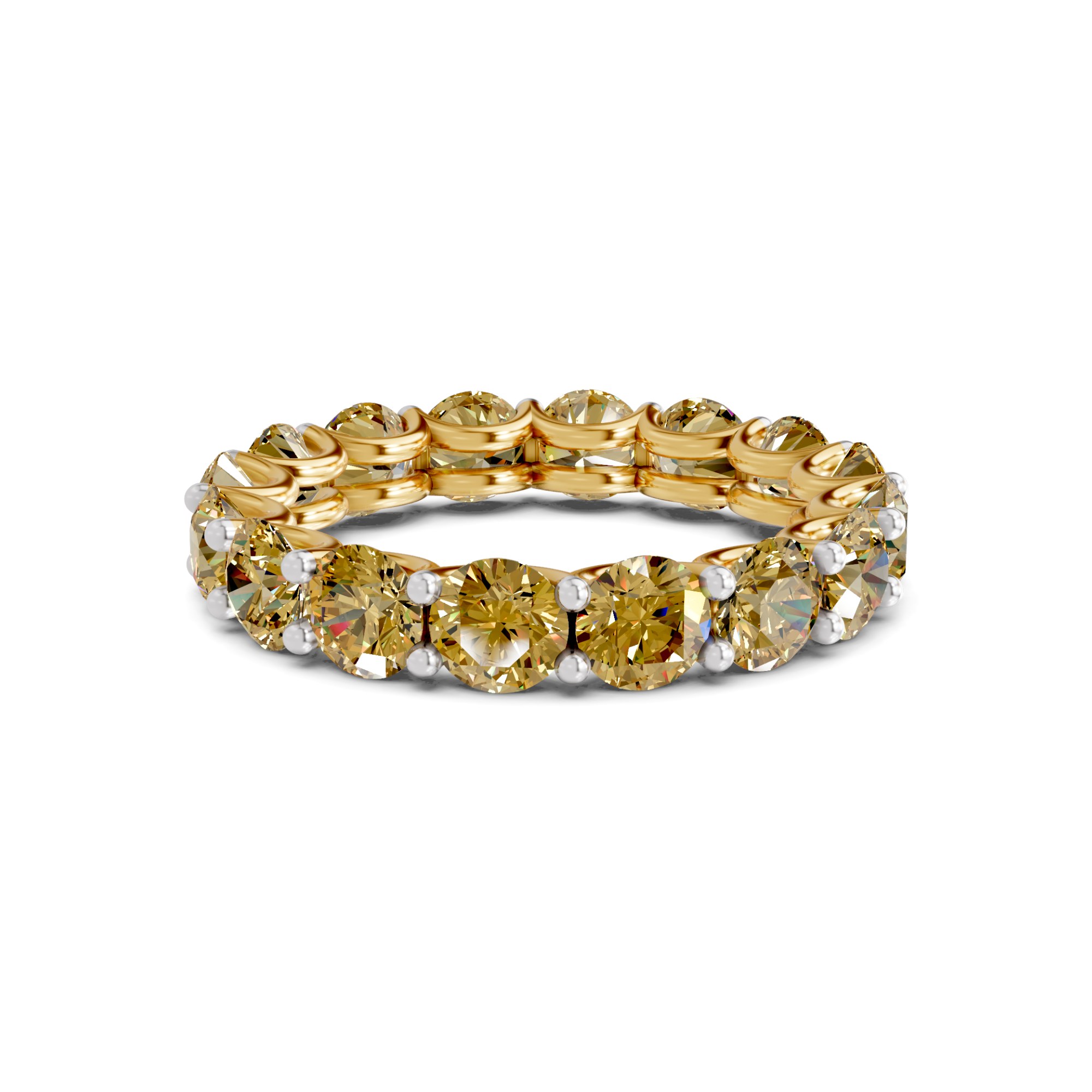Neveah Round Lemon Yellow Lab Diamond Eternity Ring front view