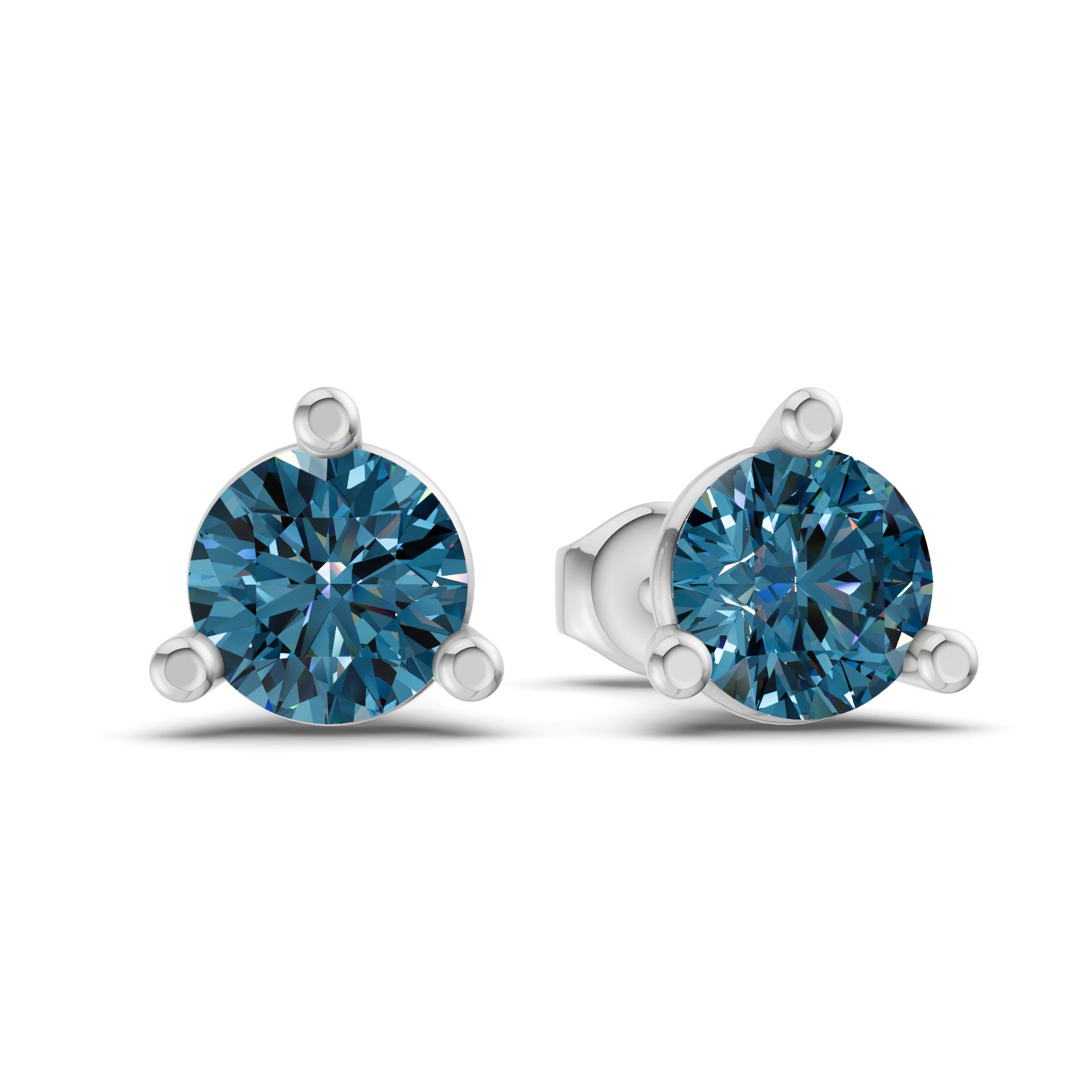 10kt White Gold Three Prong Martini Round Lab Diamond Stud Earrings (1 Ct. Tw.) side right image one