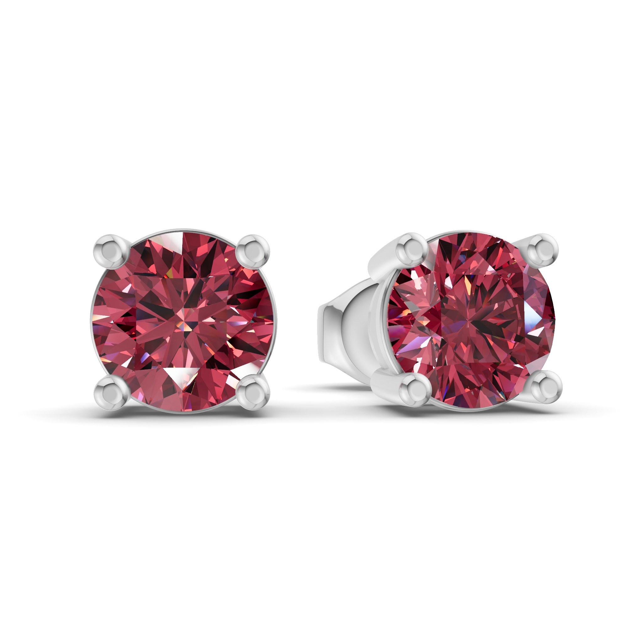 14kt White Gold Four Prong Round Lab Diamond Stud Earrings (1 Ct. Tw.) side right image one