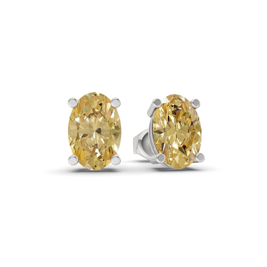 14kt White Gold Four Prong Oval Lab Diamond Stud Earrings (1 Ct. Tw.) side right image one