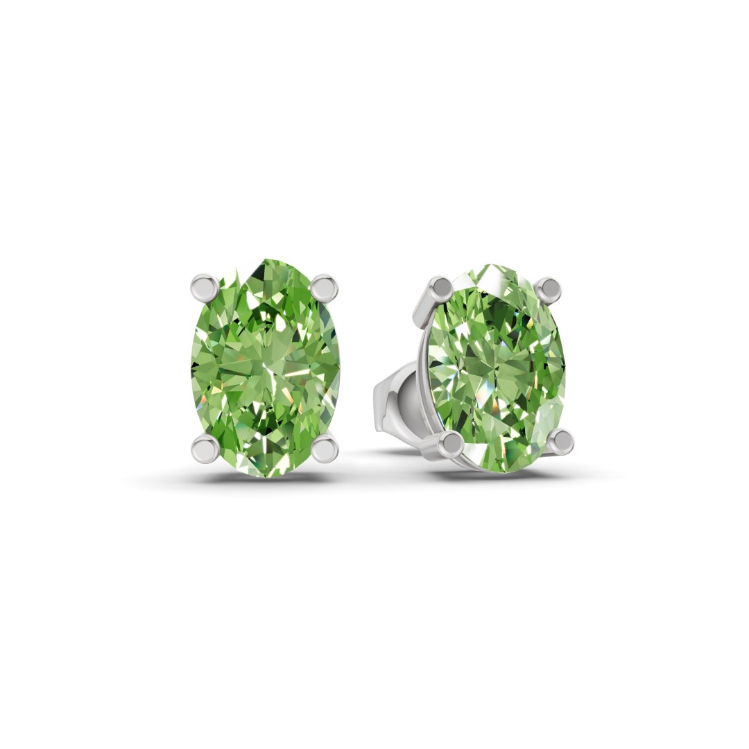 14kt White Gold Four Prong Oval Lab Diamond Stud Earrings (1 Ct. Tw.) side right image one