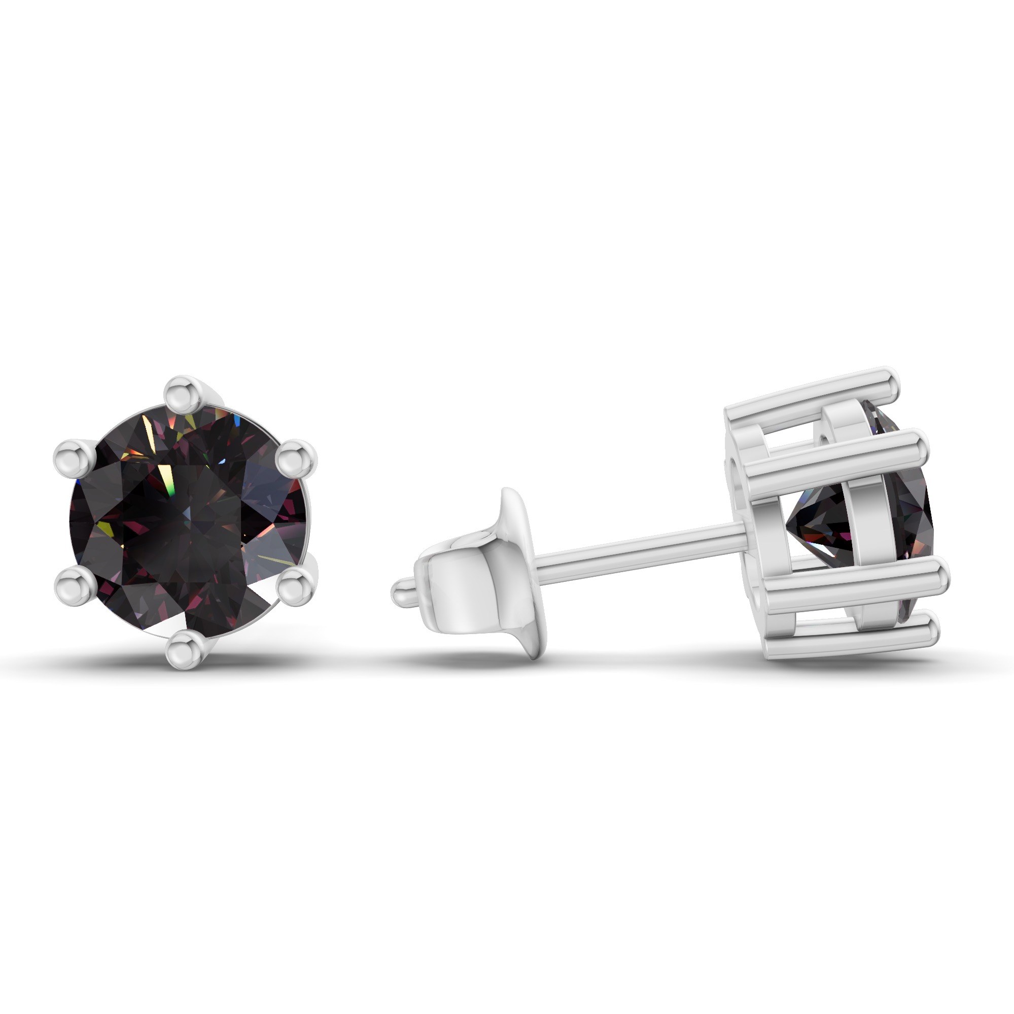 10kt White Gold Six Prong Round Lab Diamond Stud Earrings (1 Ct. Tw.) left