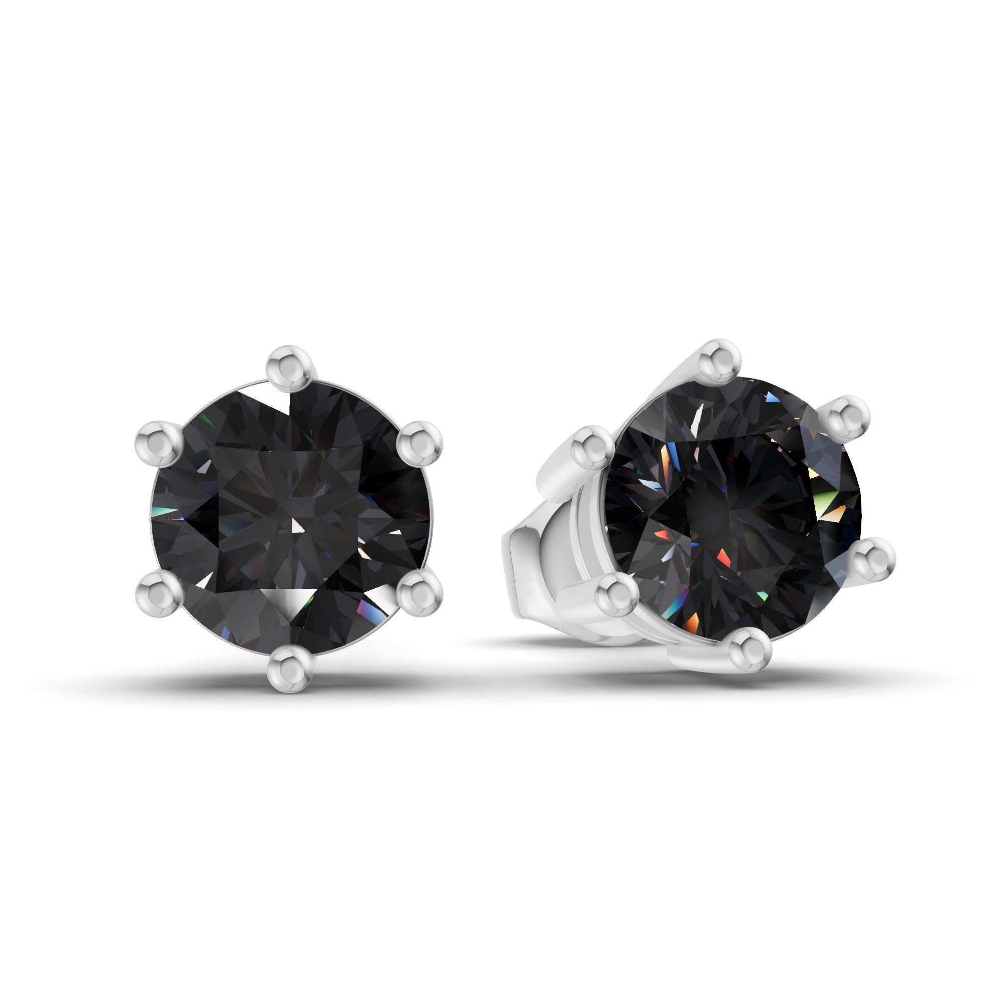 10kt White Gold Six Prong Round Lab Diamond Stud Earrings (1 Ct. Tw.) right