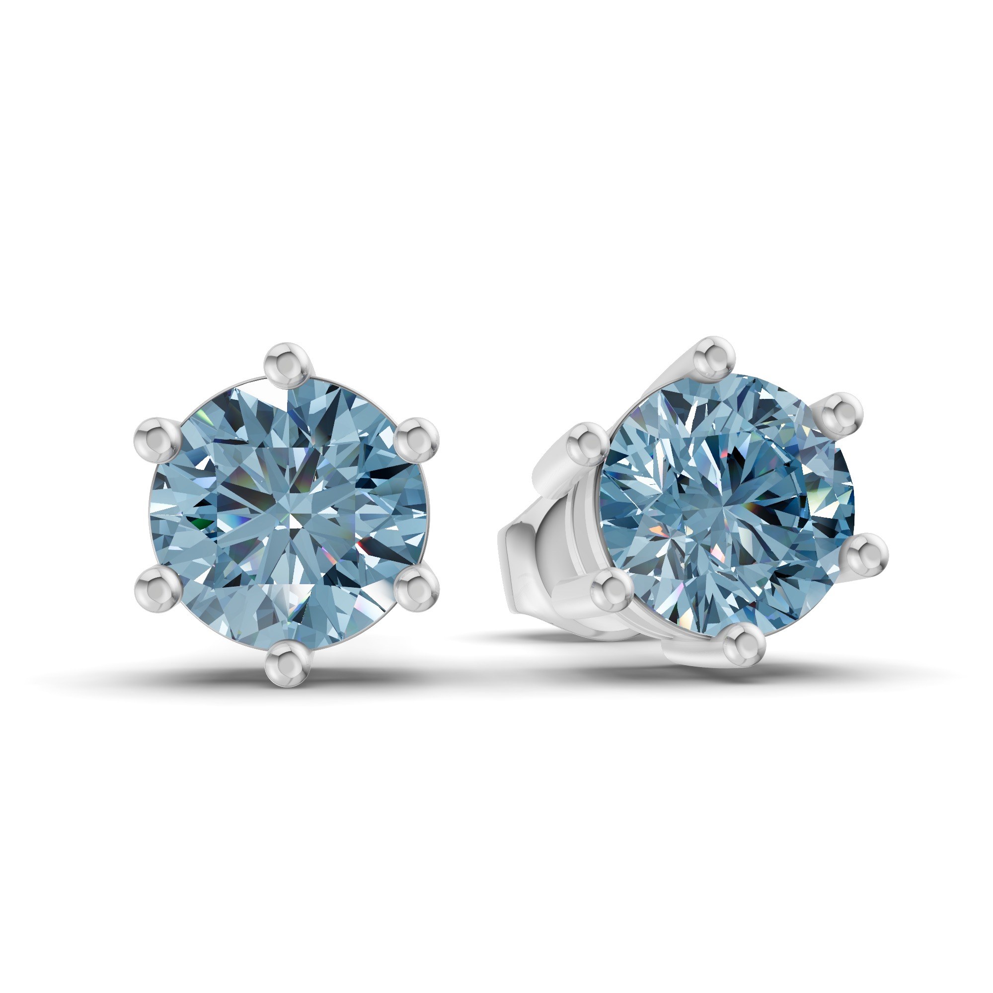 10kt White Gold Six Prong Round Lab Diamond Stud Earrings (1 Ct. Tw.) right